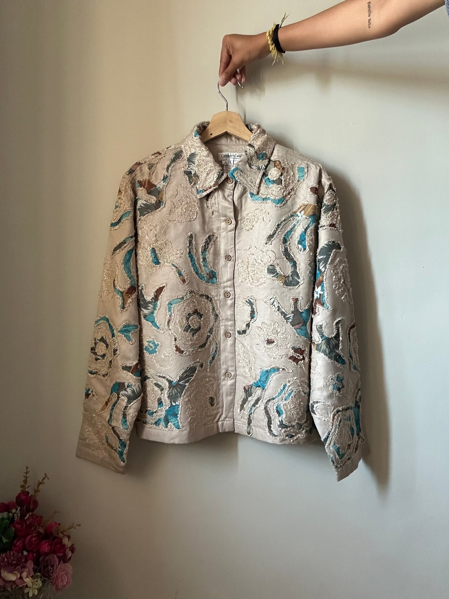 Vintage ColdWater Creek Shaket With Patchwork and Embroidery and Little Beading