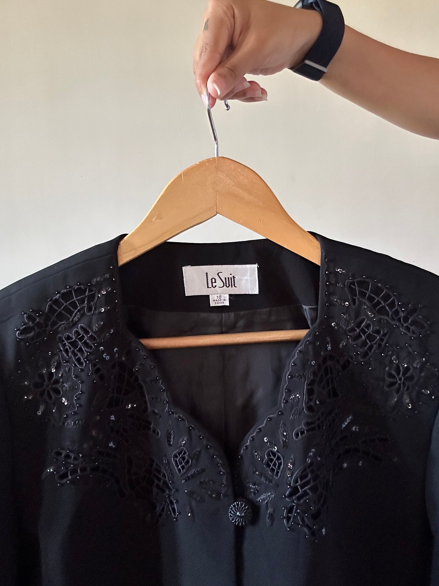 Le Suit Vintage Cutout And Beaded Blazer
