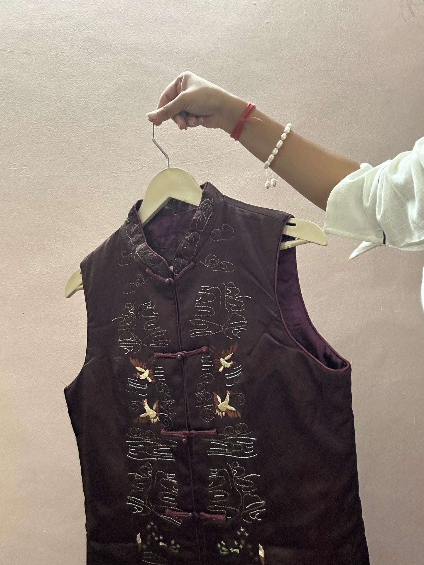 Vintage Chinese Mandarin Collar Embroidered Vest Coat