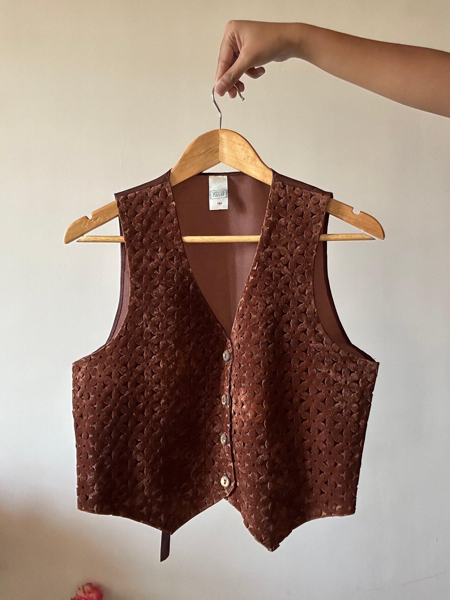 Vintage Young Canda Floral Cutout Vest