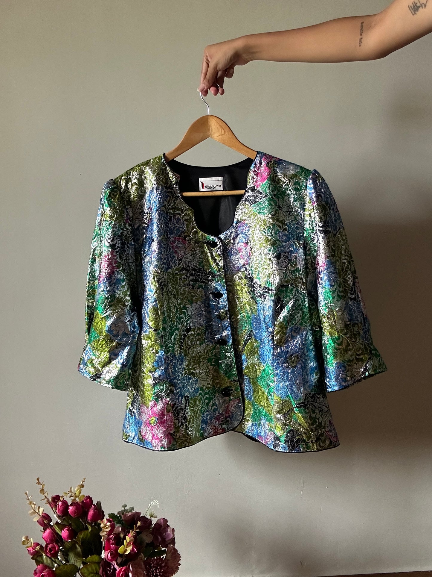 Vintage Hermann Lange Weaved Floral Shaket