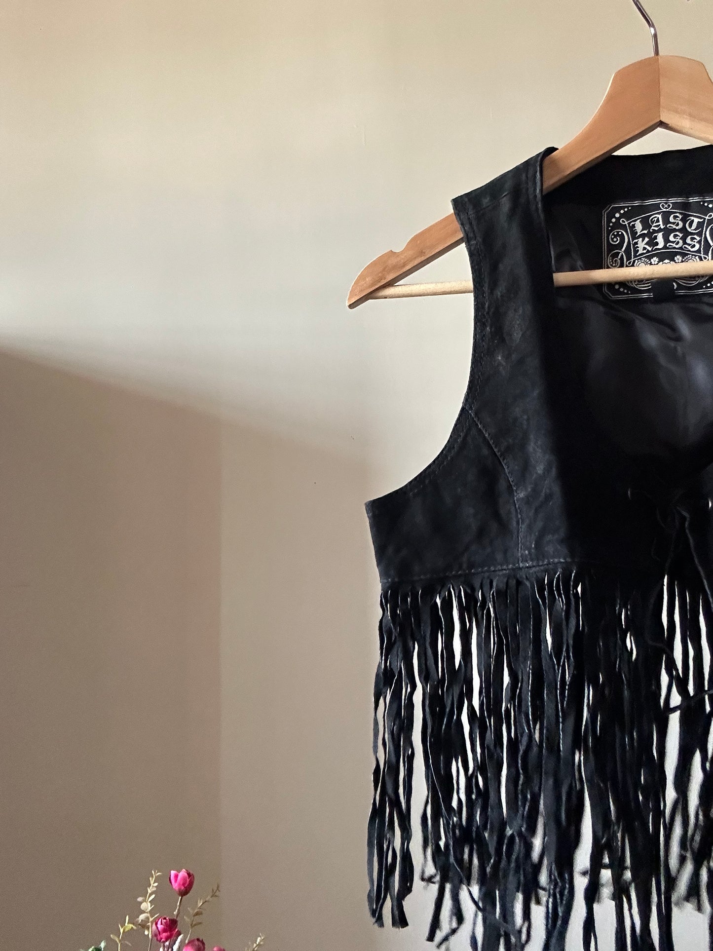 Vintage Leather Fringe Vest By Kess