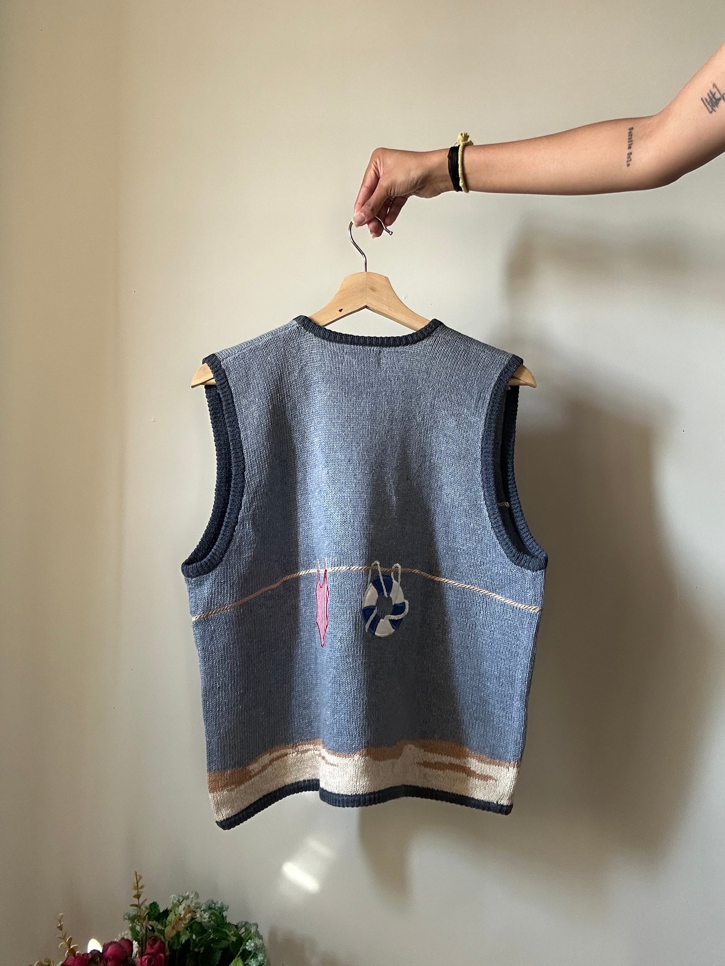 Vintage PBJ Sports Vest With Patchwork and Embroidery