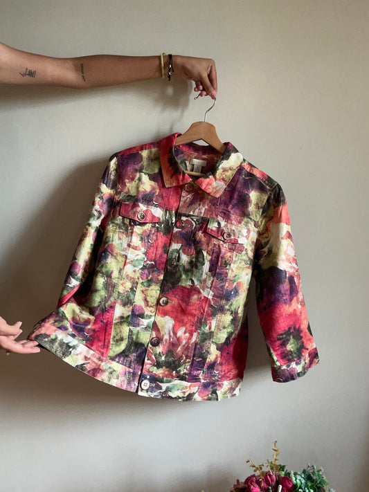 Chico’s Vintage Floral Shaket With Sheen