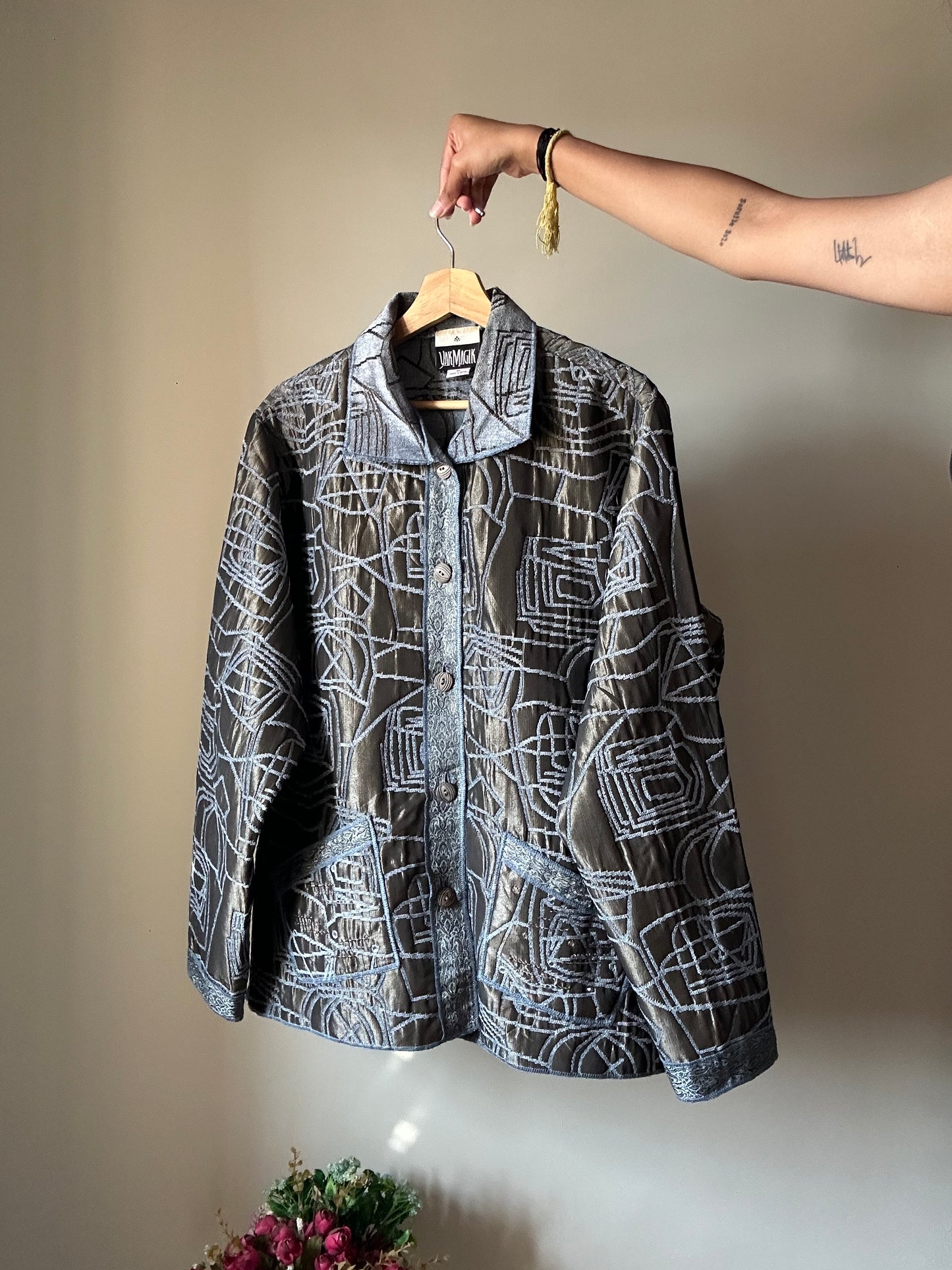 Yak Magik Vintage Reversible Shaket With Beaded and Embroidered On The Pockets