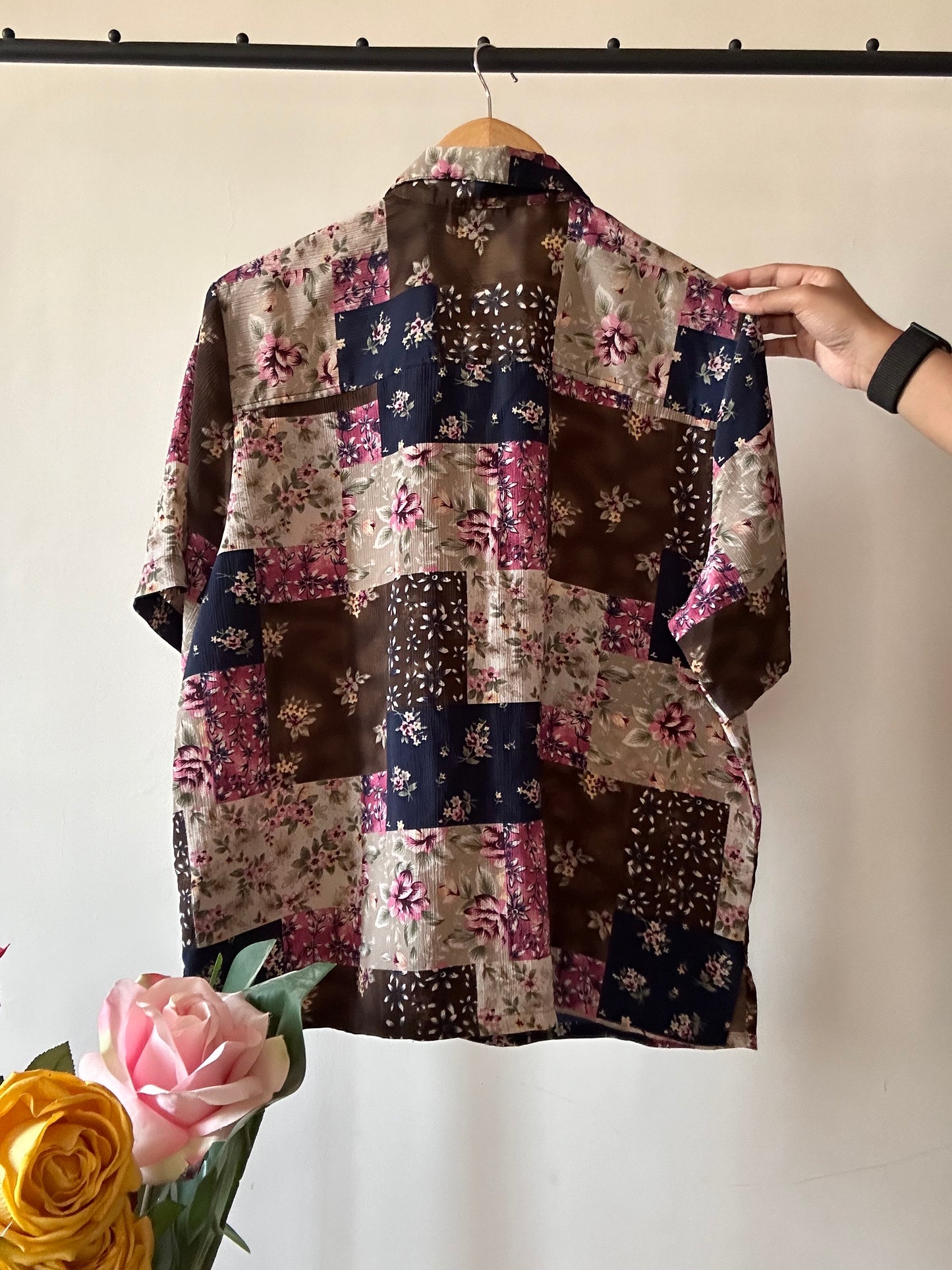 Vintage Floral Block Style Print Shirt
