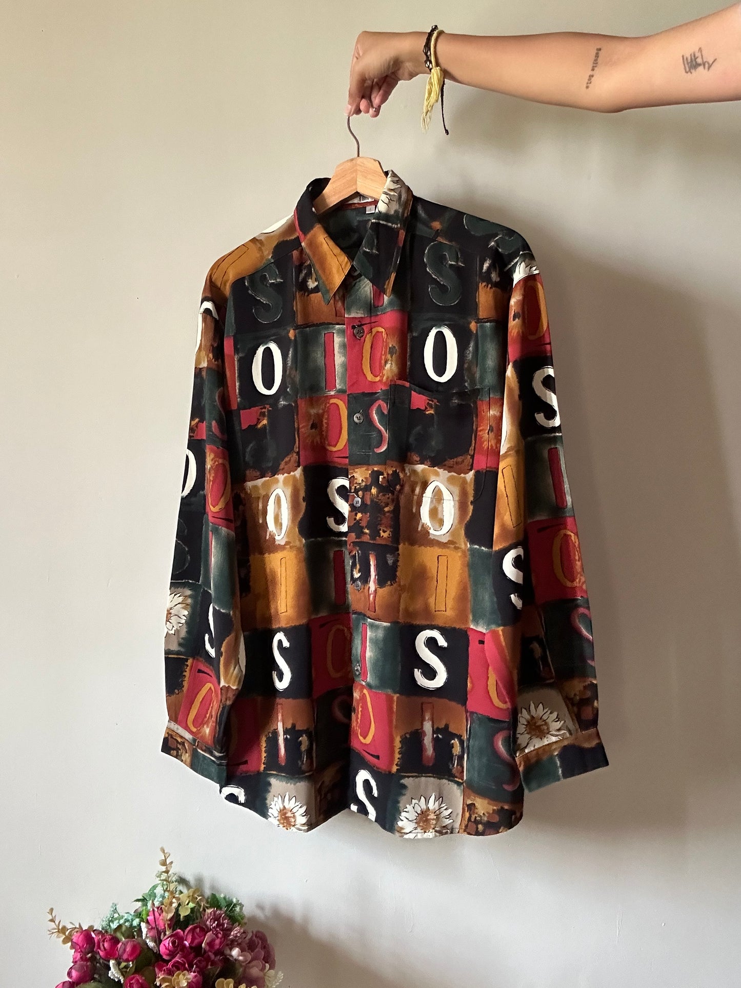 Vintage Abstract Alphabet Print Shirt