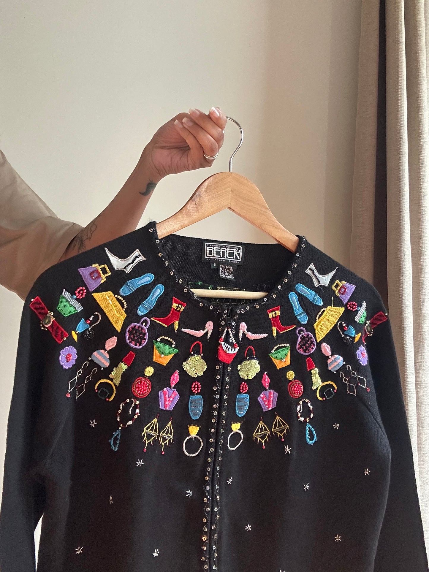 Vintage Berek By Takano Sakon Knit Beaded and Embroidered Cardigan
