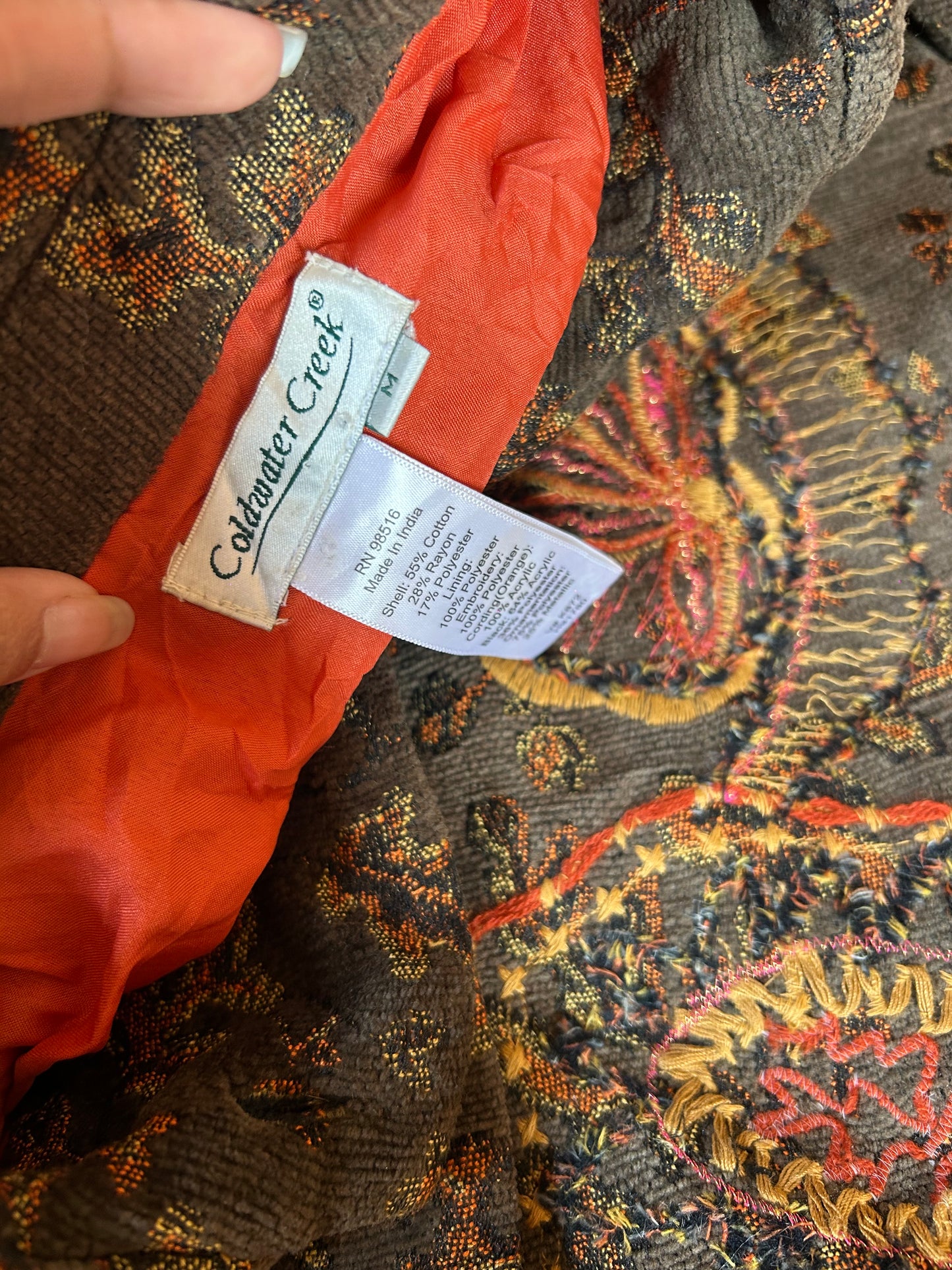 Vintage Coldwater Creek All Embroidered Shaket