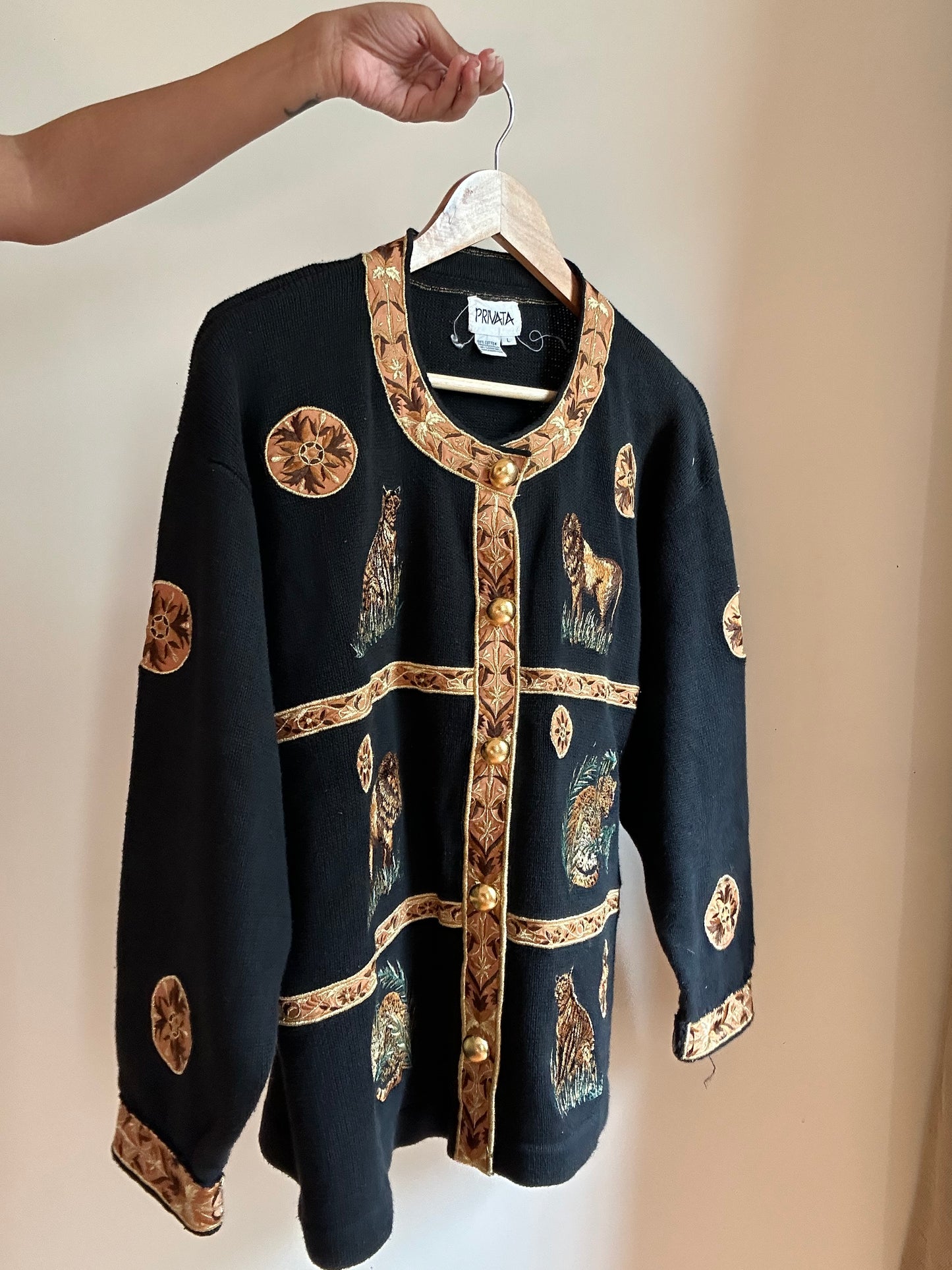 Private Vintage Embroidered And Patchwork Knit Cardigan