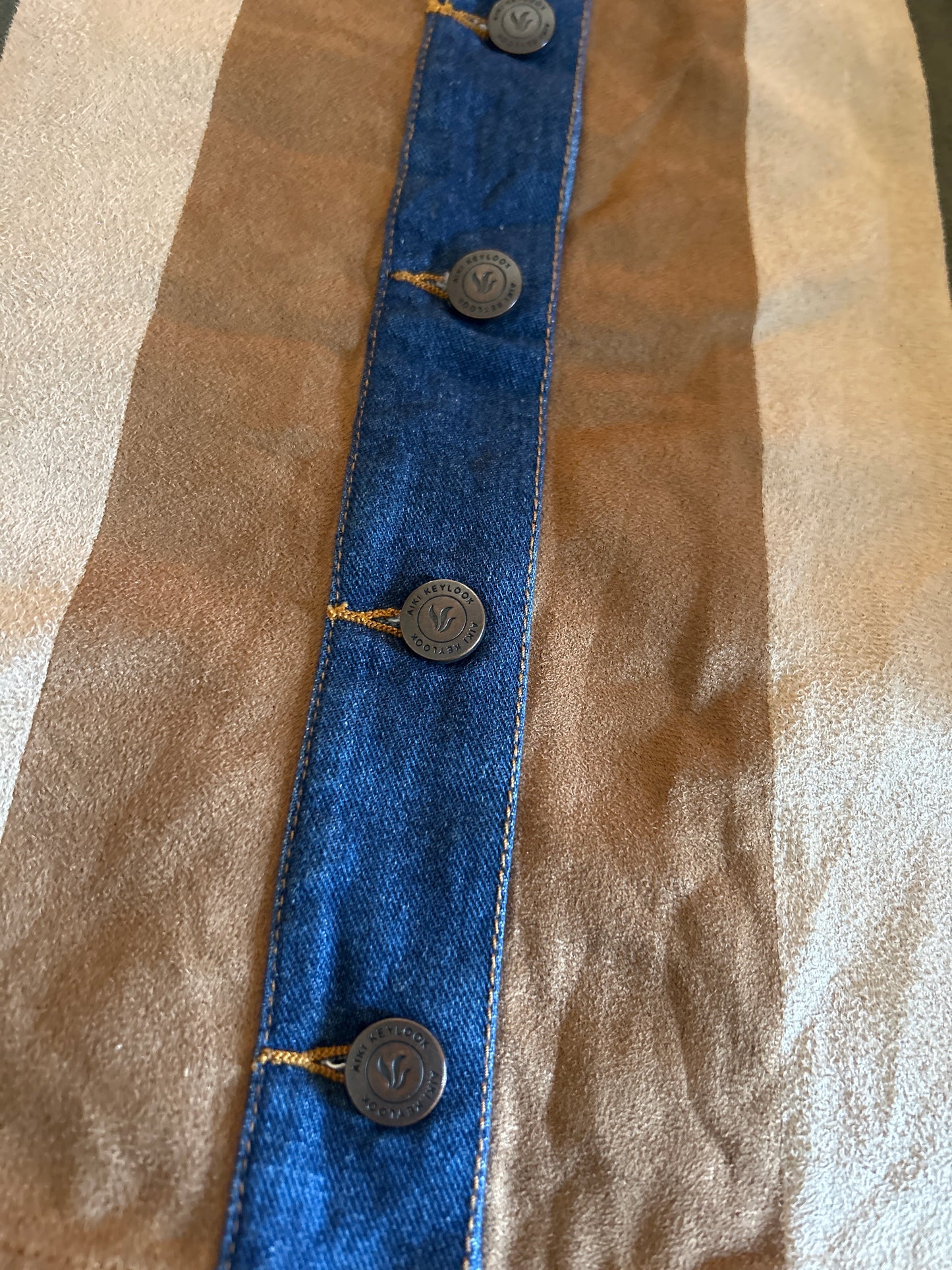 Vintage Aiki Keylook Suede Denim Skirt