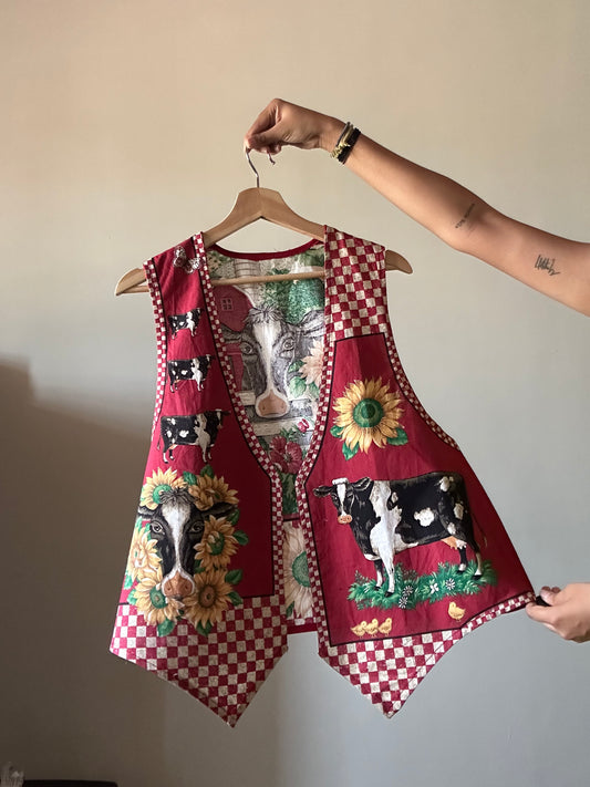 Vintage 90s Cow Print Vest
