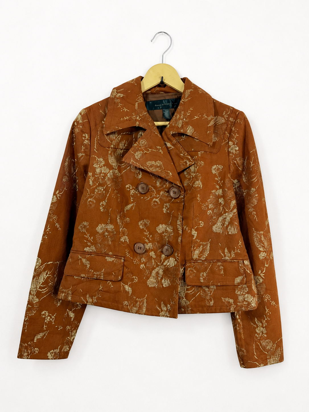 Vintage Bronze Floral Brocade Cropped Jacket