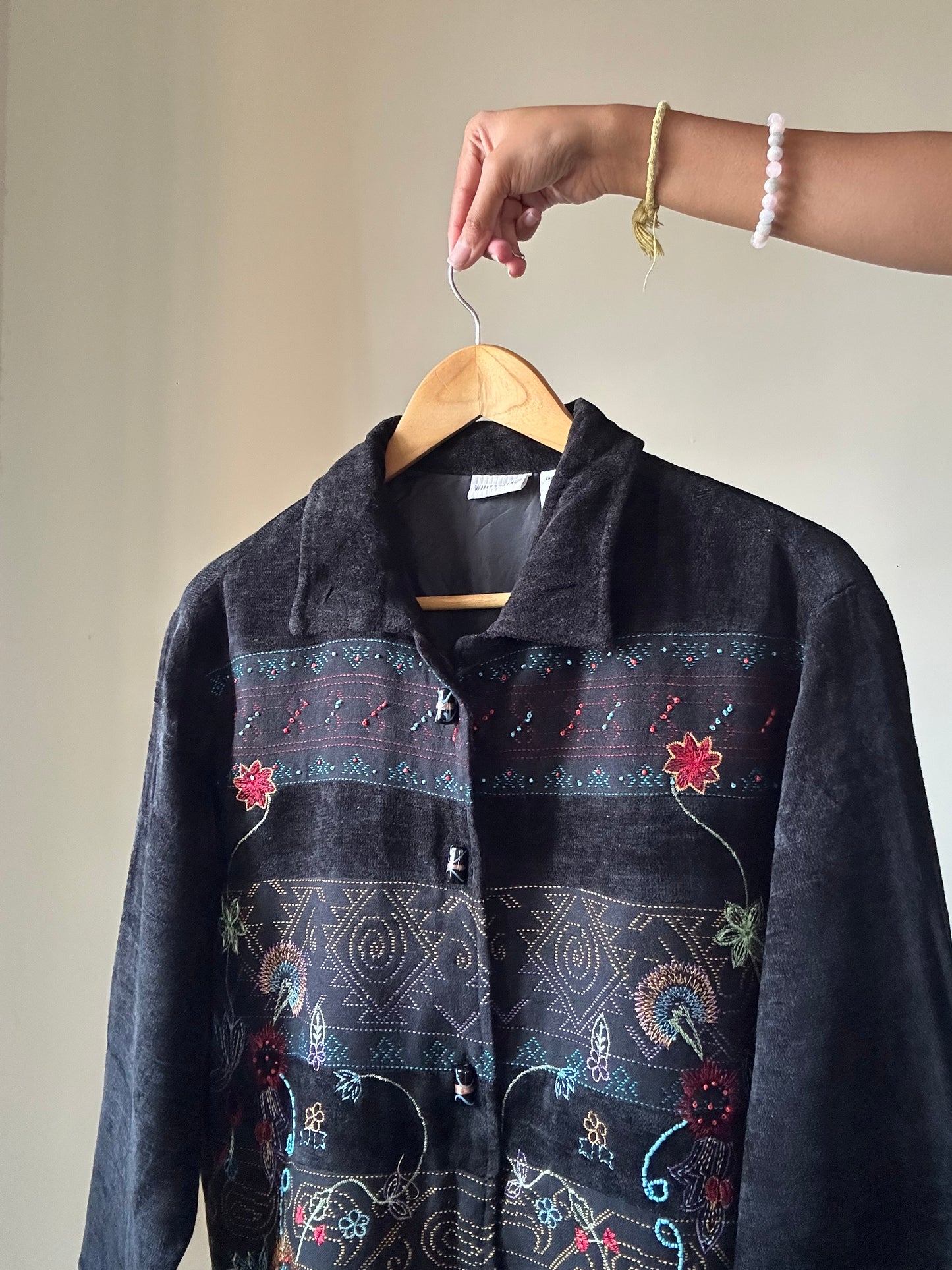 White Stage Vintage Embroidered and Beaded Shaket