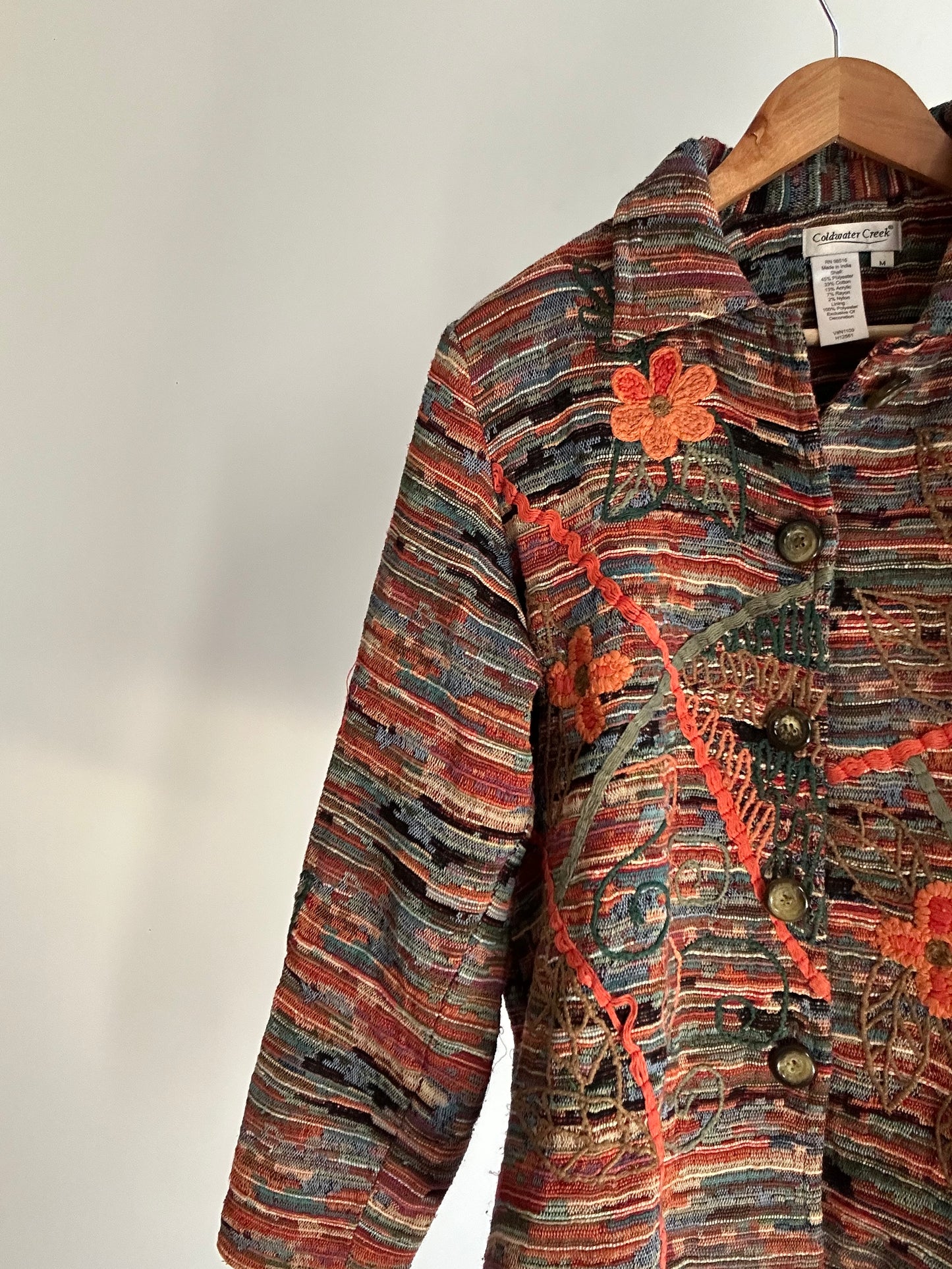 Coldwater Creek Vintage Weave and Embroidered Shaket