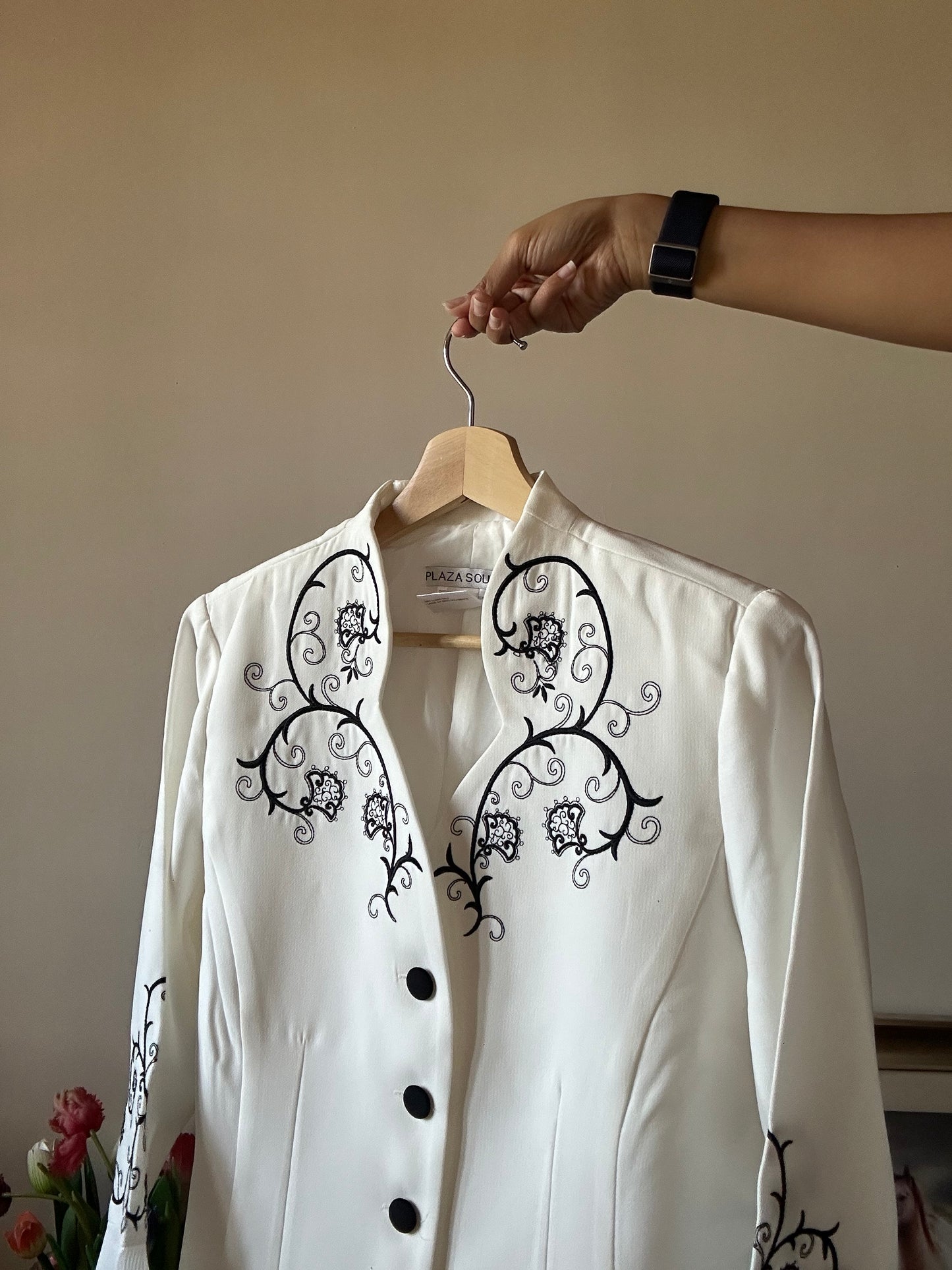 Plaza South Vintage Embroidered Jacket With Pleated Sleeves