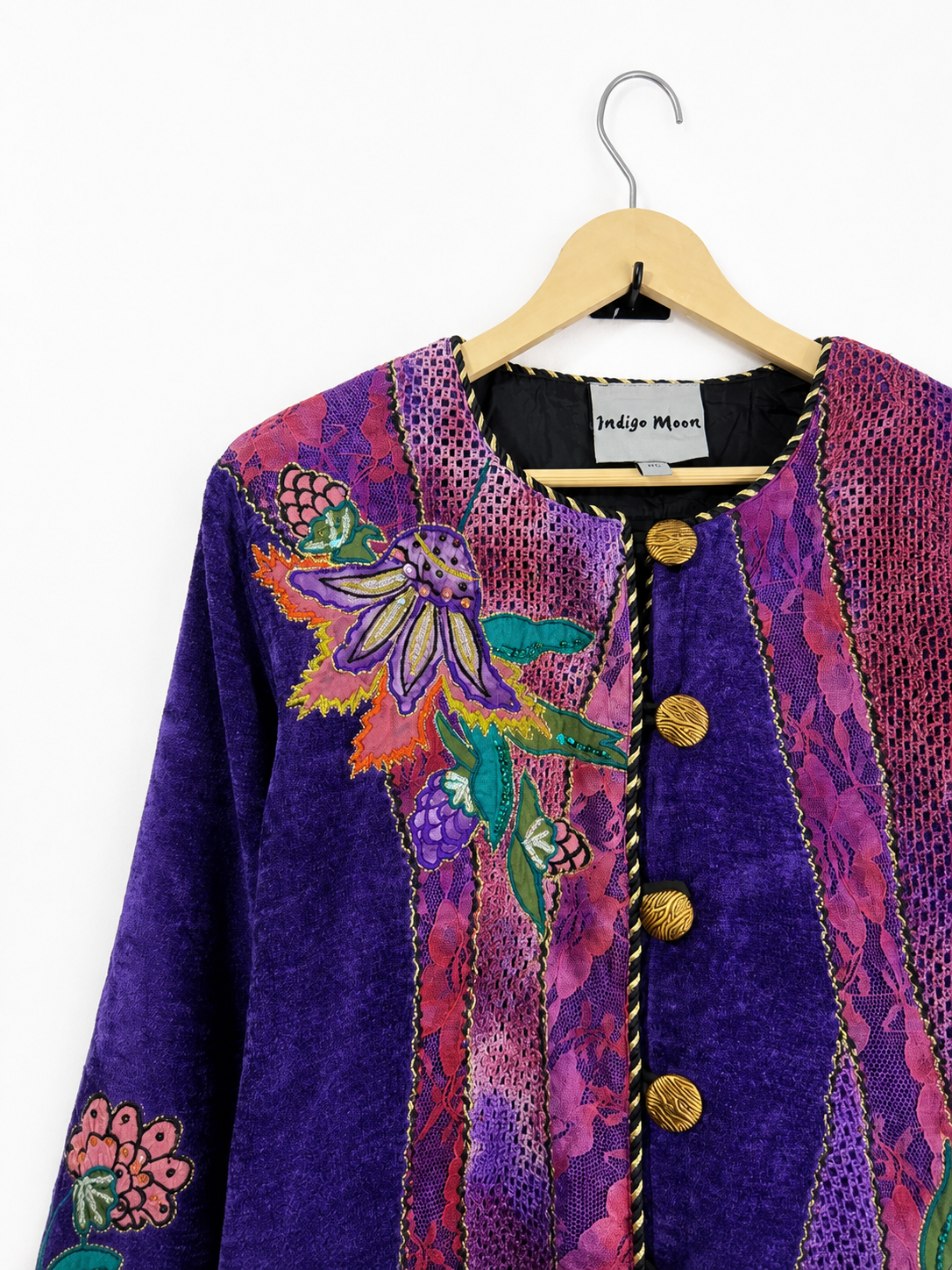 Vintage Indigo Moon Violet Velvet Embroidered Jacket
