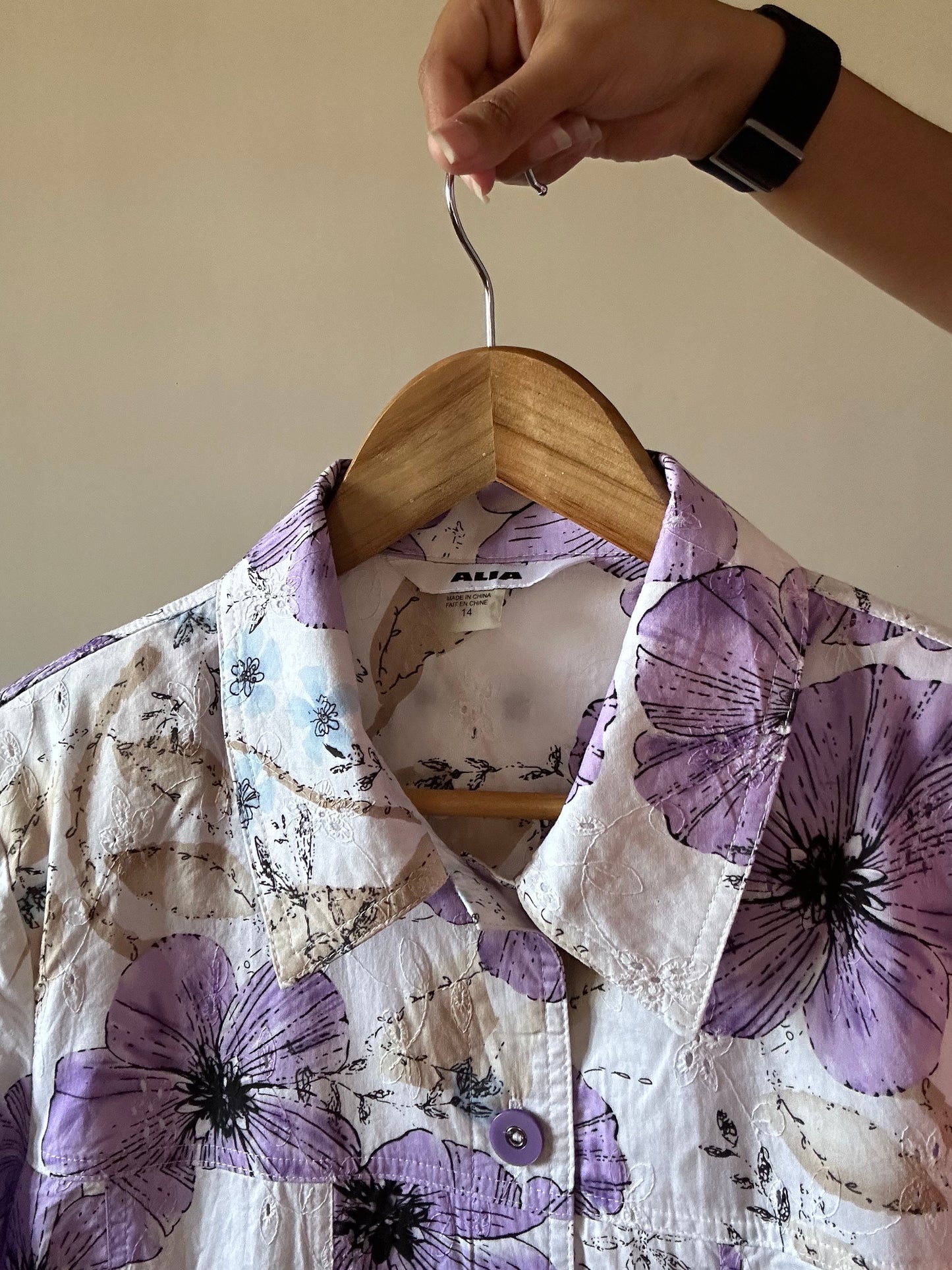 Alia Vintage Floral Print And Embroidery Shirt