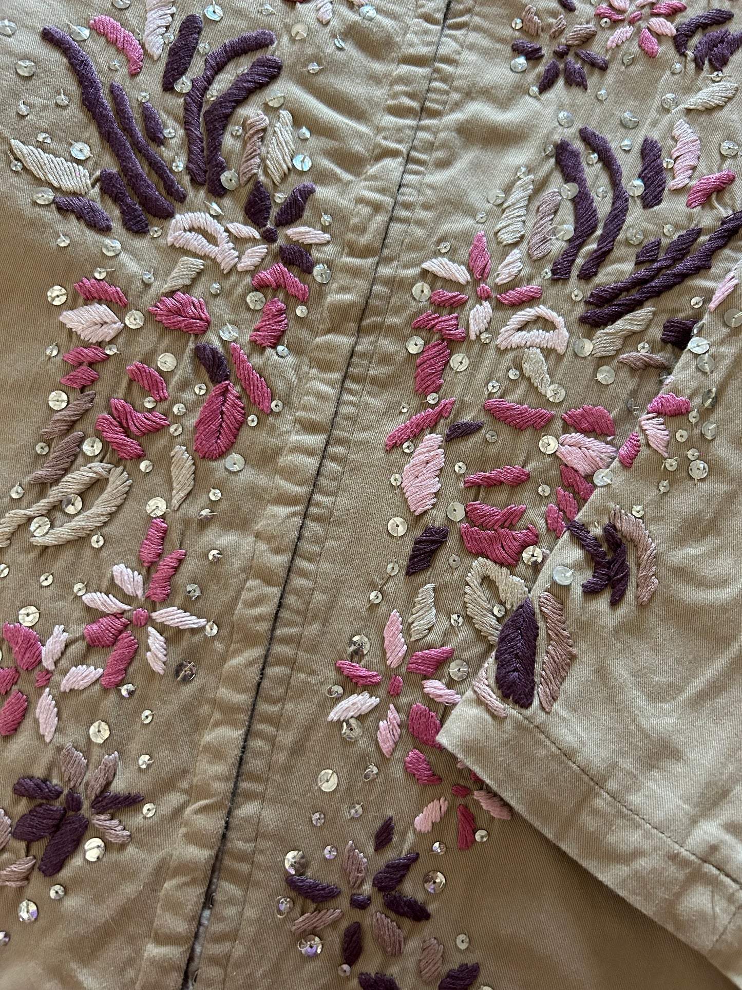 Vintage Embroidered Shaket In Brown