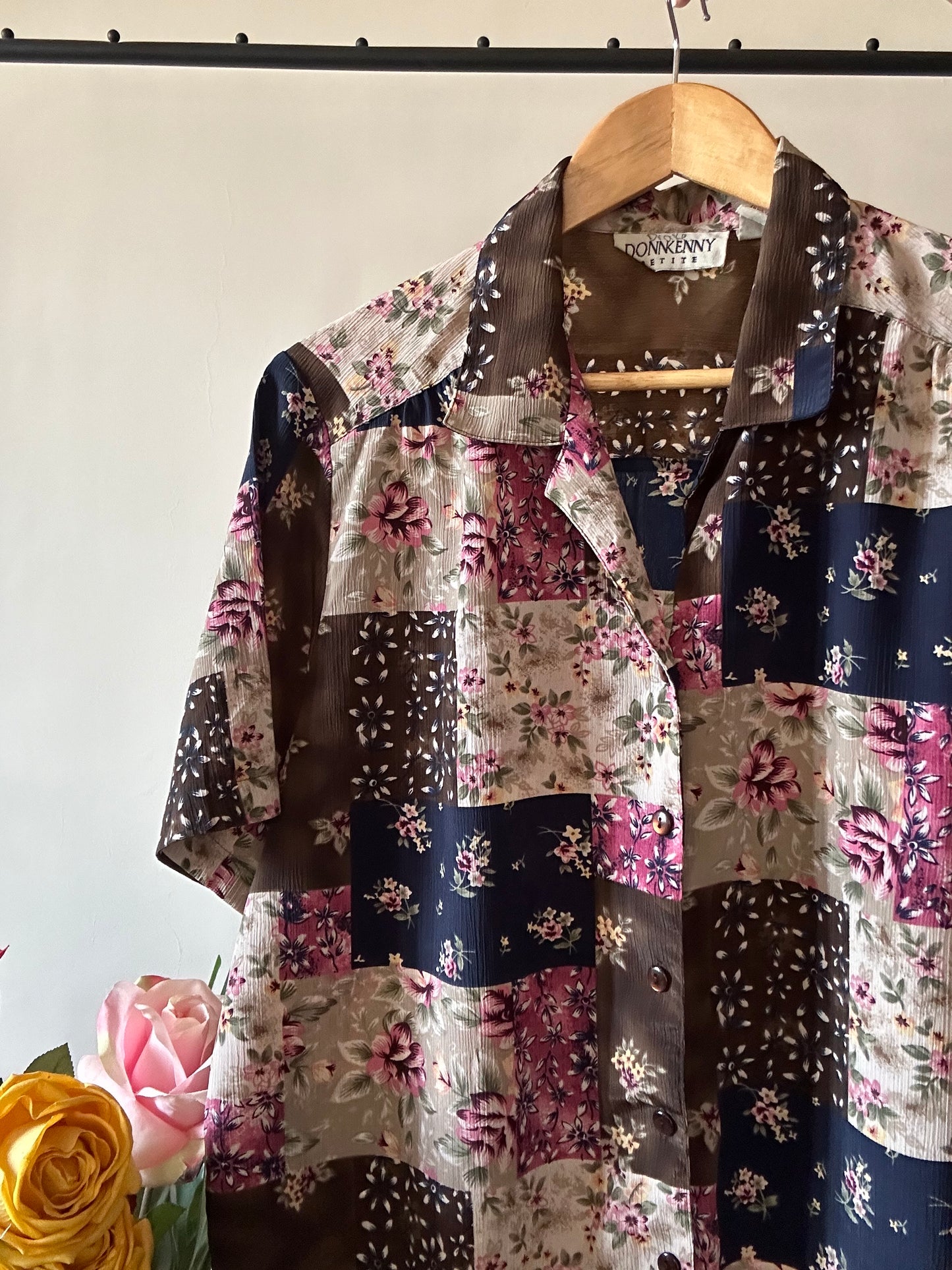 Vintage Floral Block Style Print Shirt