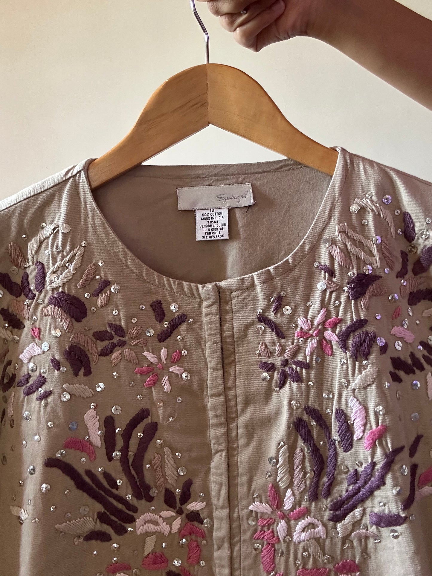 Vintage Embroidered Shaket In Brown