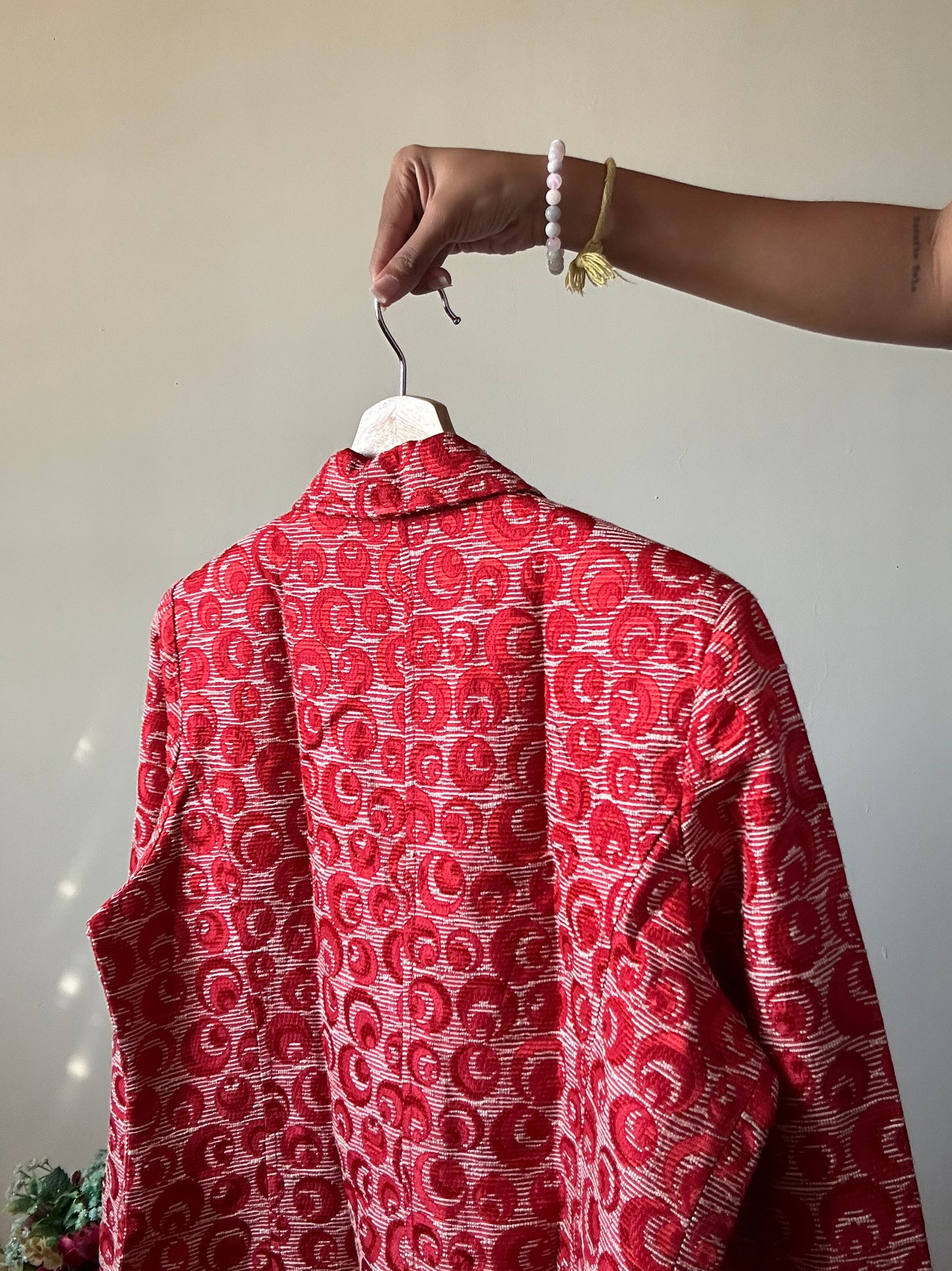 Drape Vintage Weaved Red Blazer
