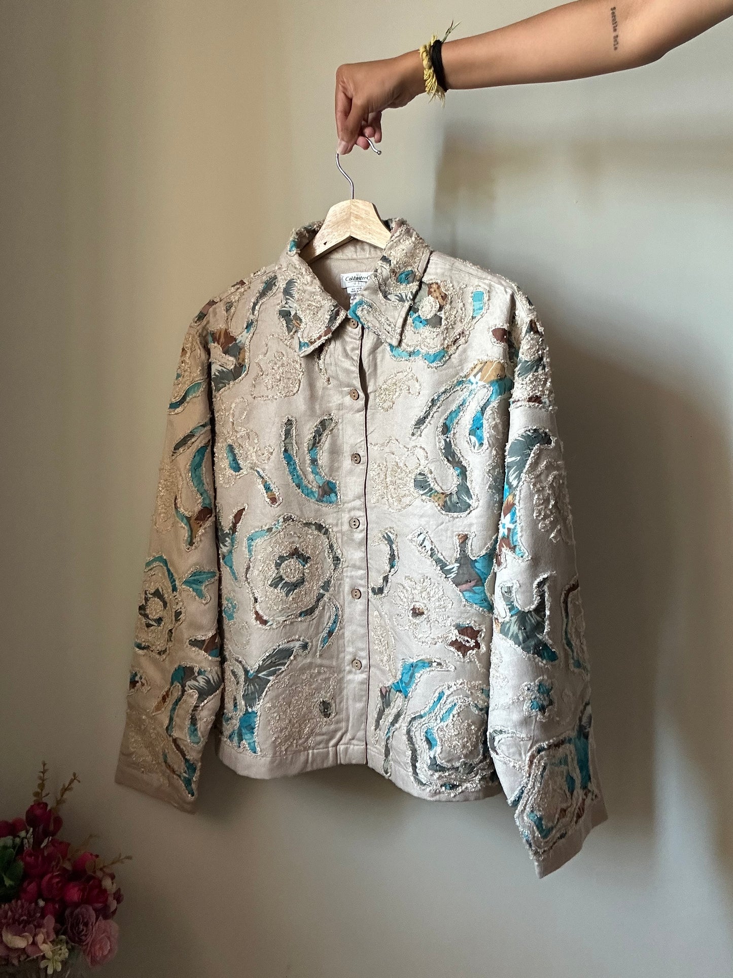 Vintage ColdWater Creek Shaket With Patchwork and Embroidery and Little Beading
