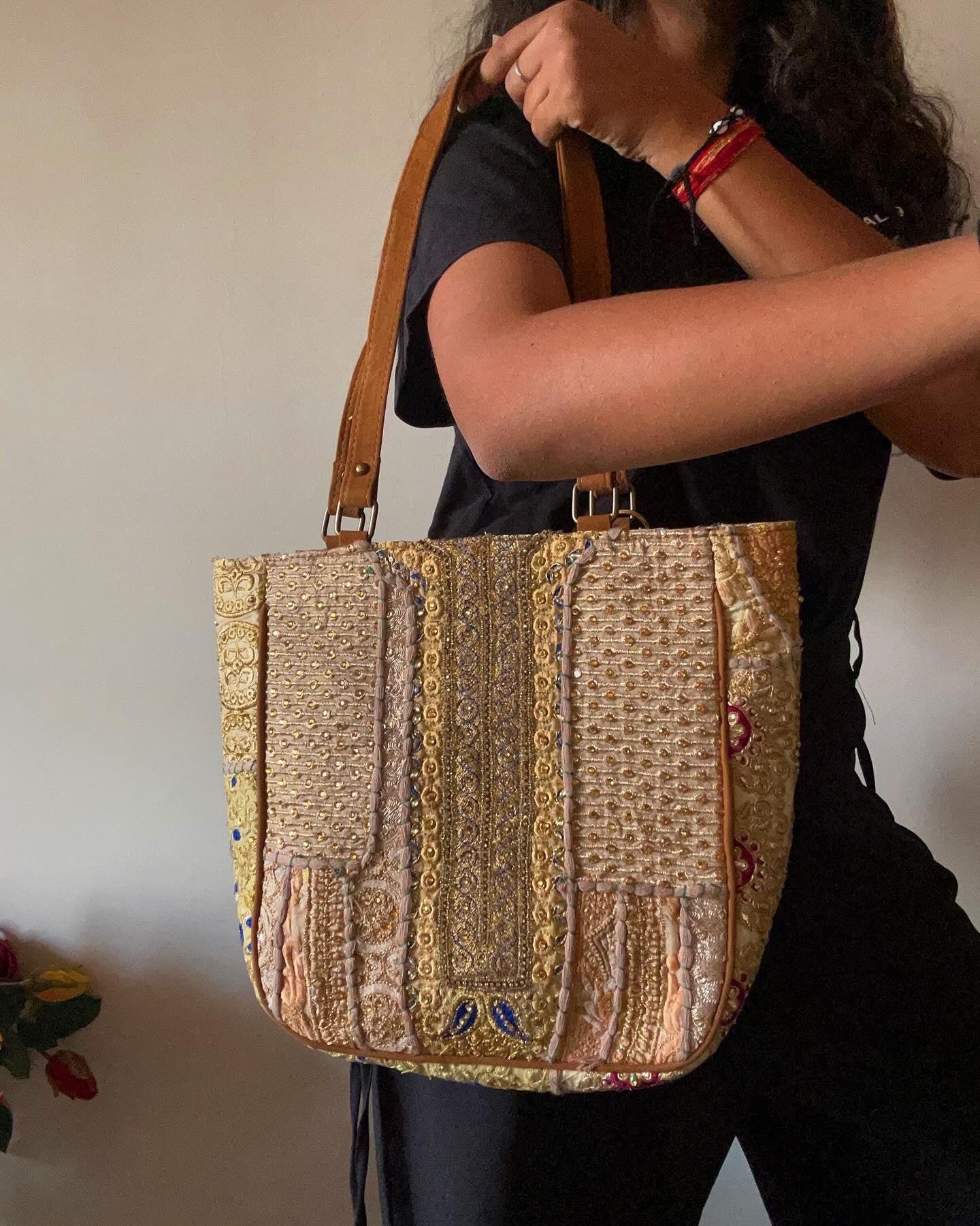 Mini Tote With Embroidery Patch Work