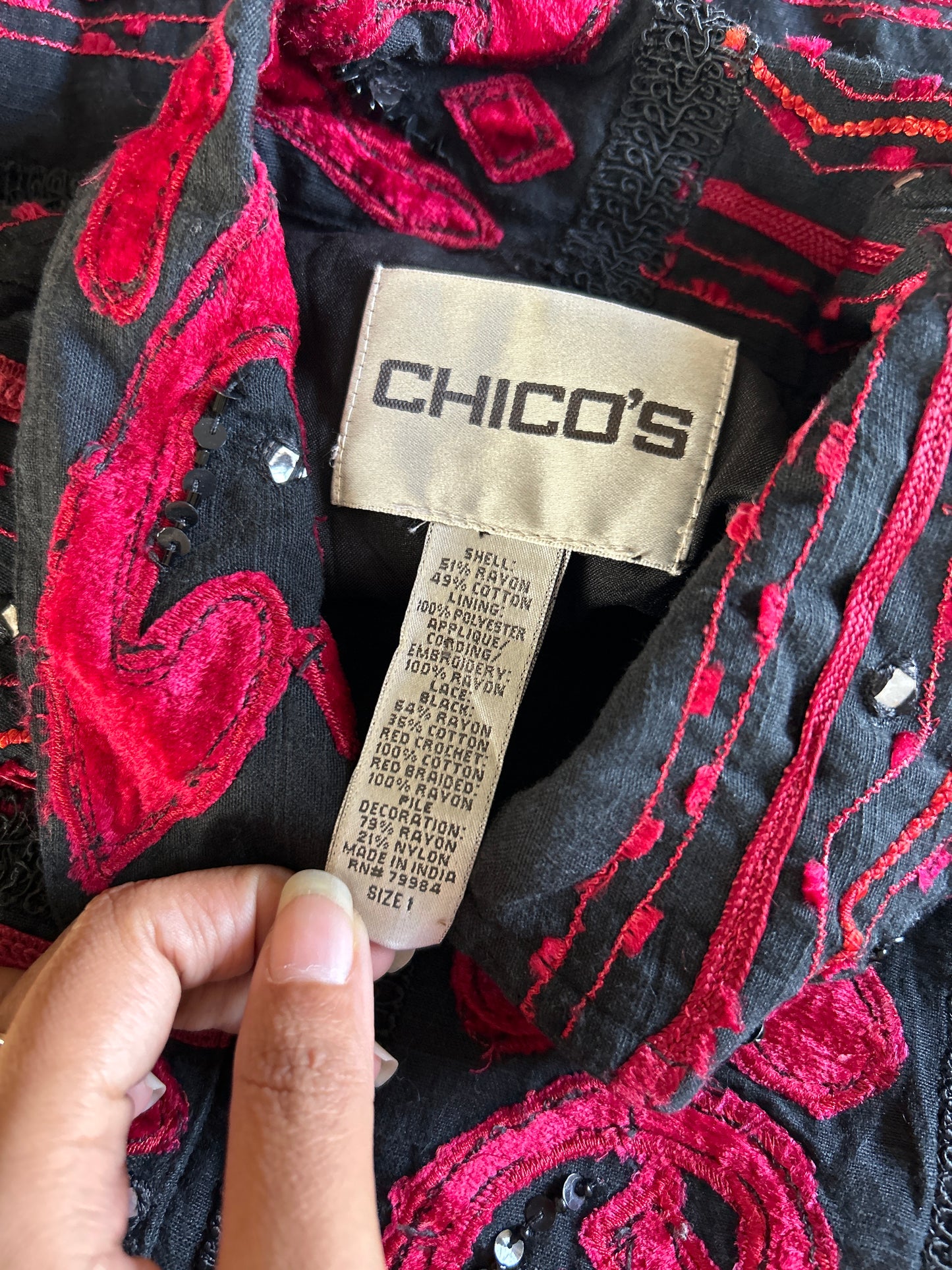Chico’s Vintage All Beaded and Embroidered Shaket