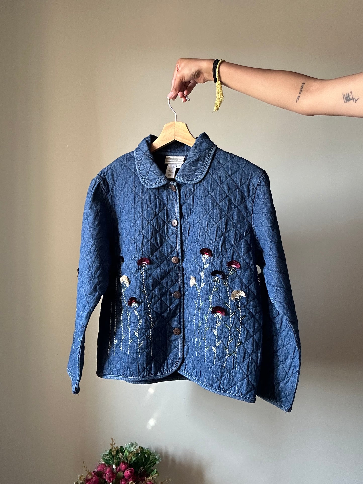 Vintage Coldwater Creek Denim Lightly Quilted Shaket