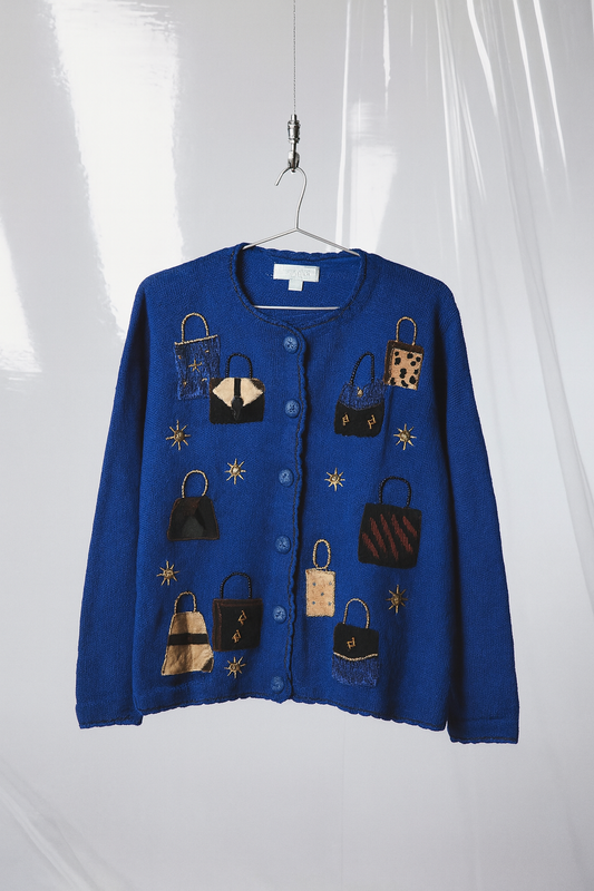 Victoria Harbour Vintage Knit Cardigan with Patchwork and Beads