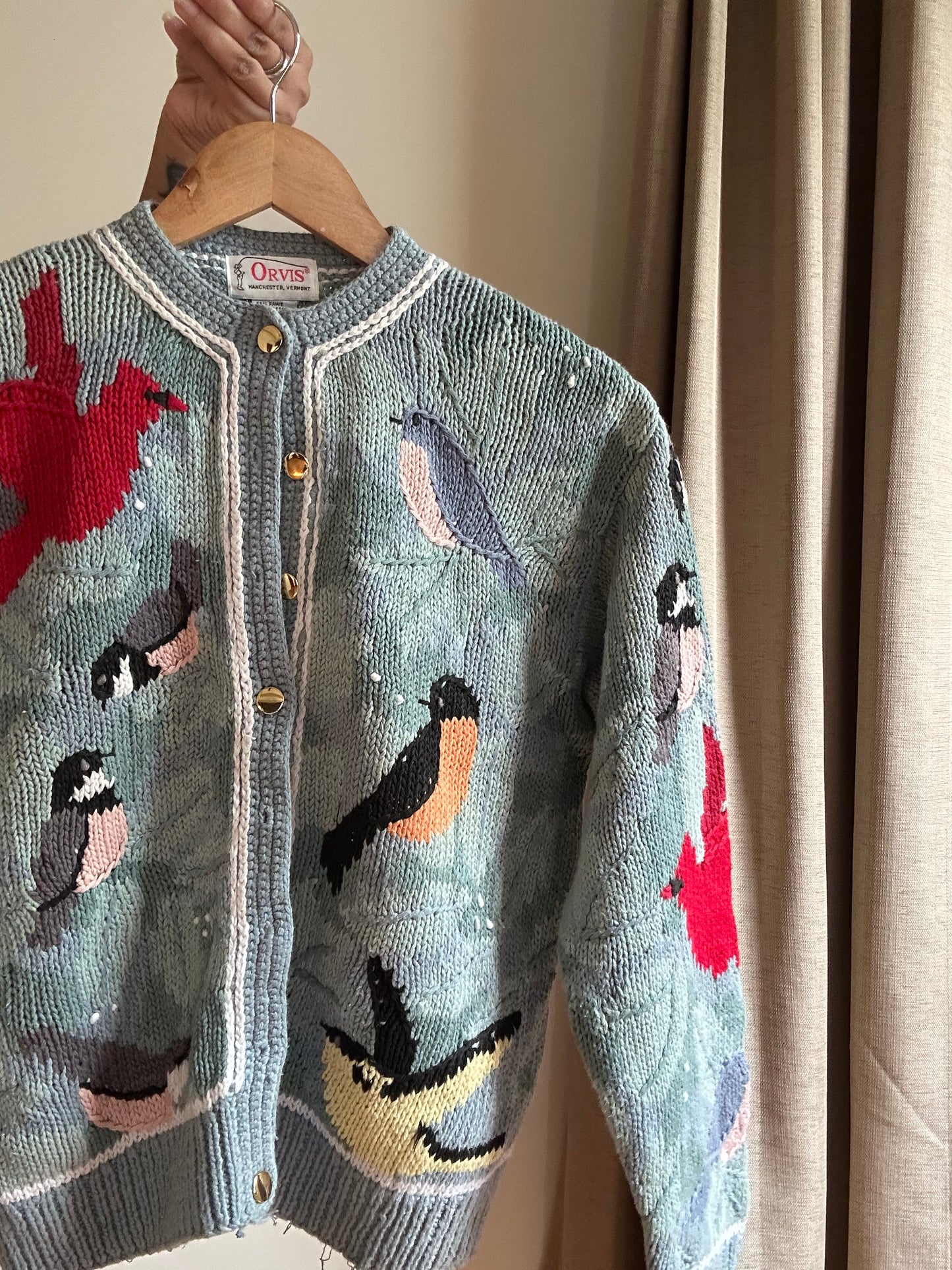 Vintage Orvis Embroidered Knit Cardigan