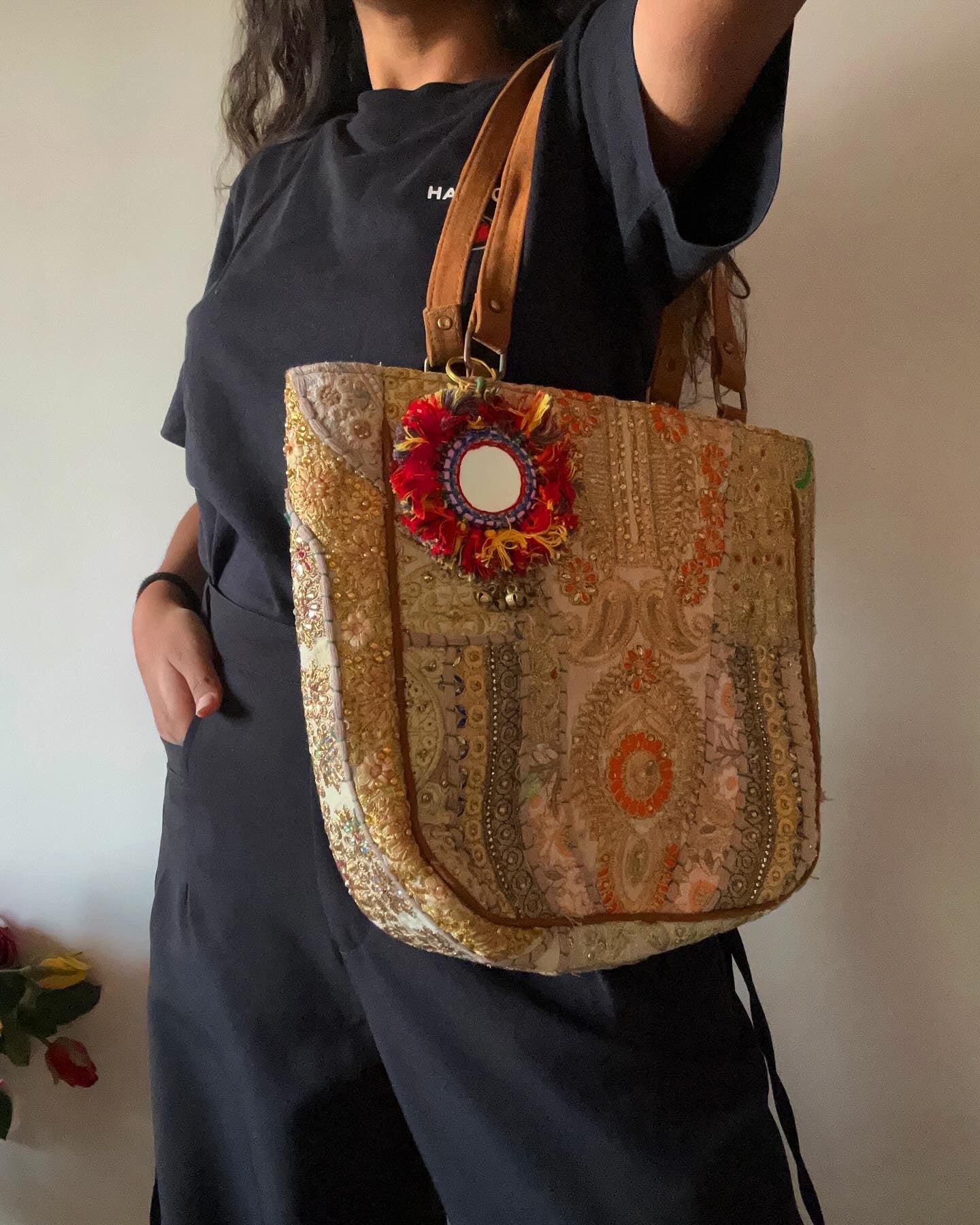 Mini Tote With Embroidery Patch Work