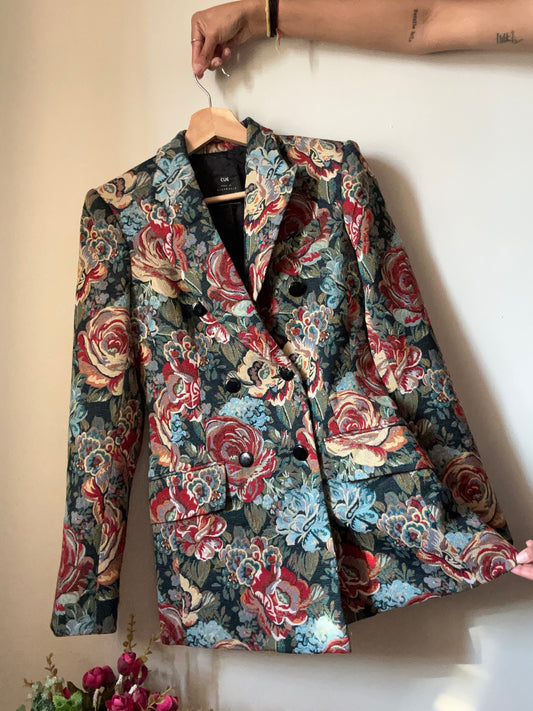 Vintage CUE Jacquard Floral Blazer