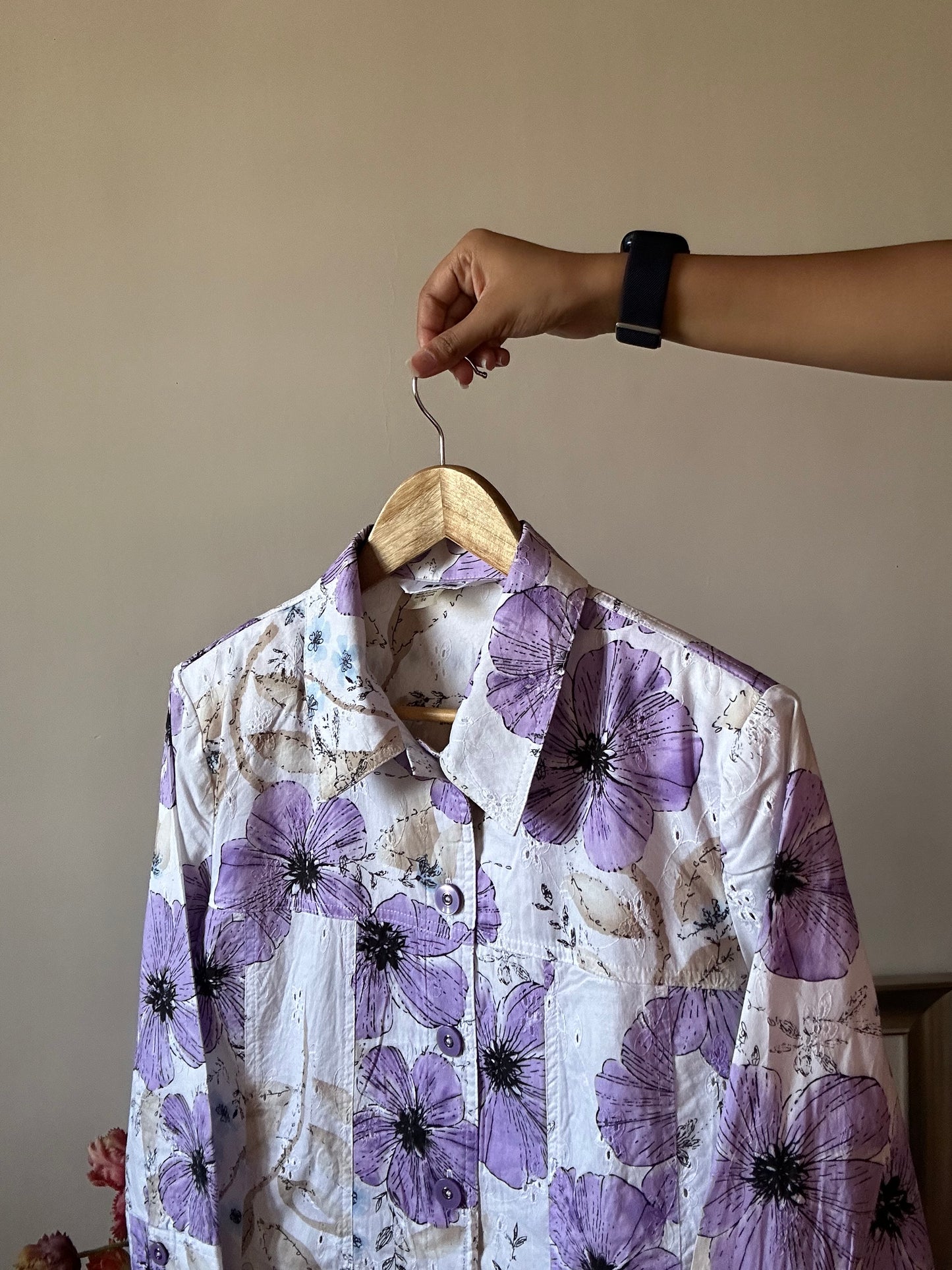 Alia Vintage Floral Print And Embroidery Shirt