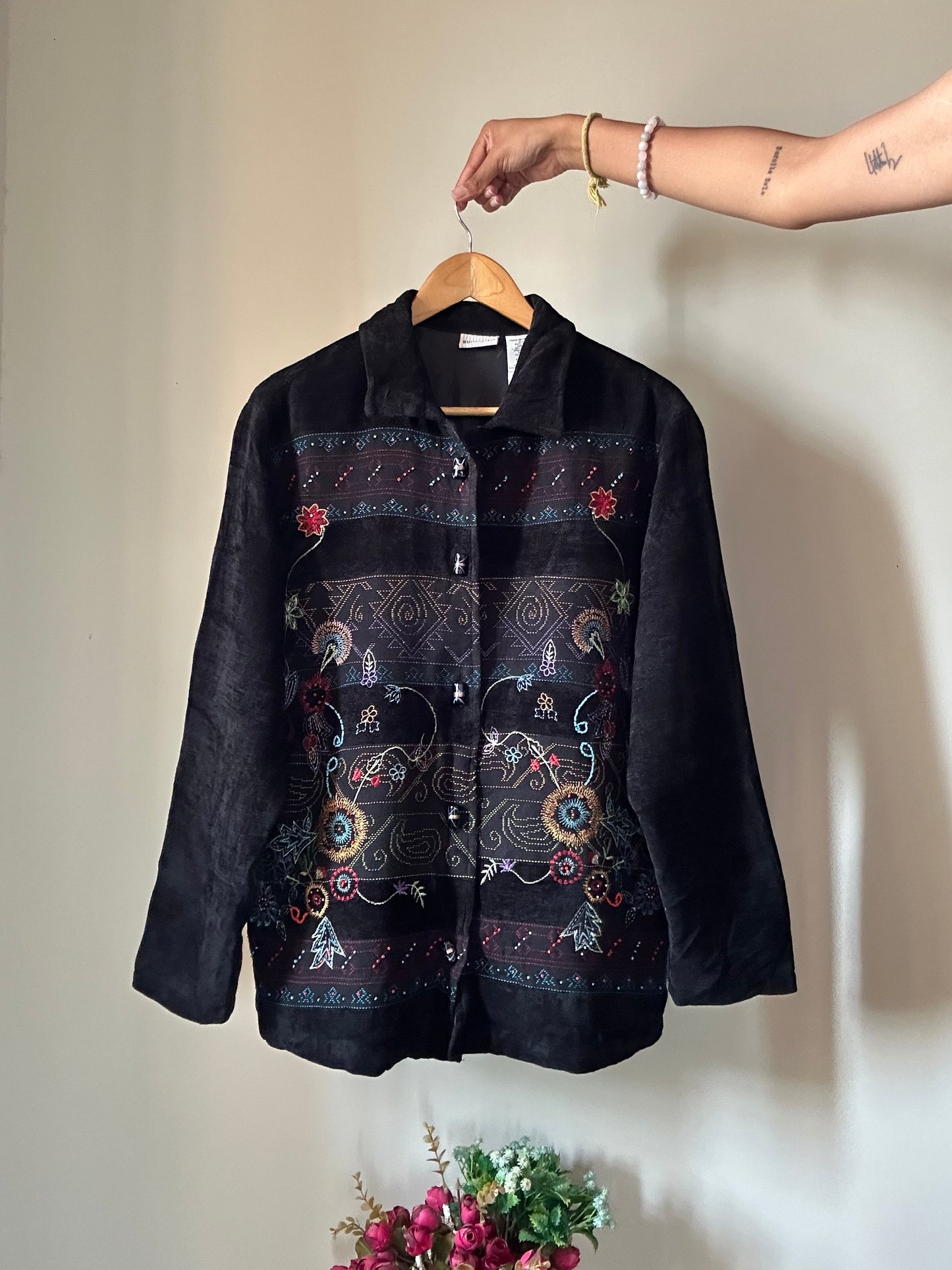 White Stage Vintage Embroidered and Beaded Shaket