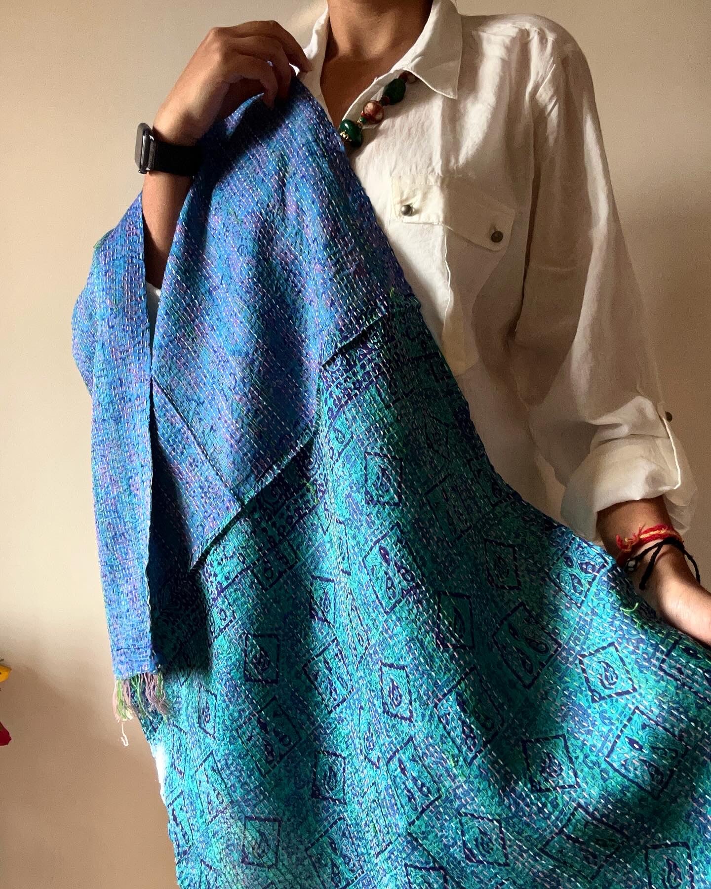 Blue Lagoon Multi Print Reversible Stole