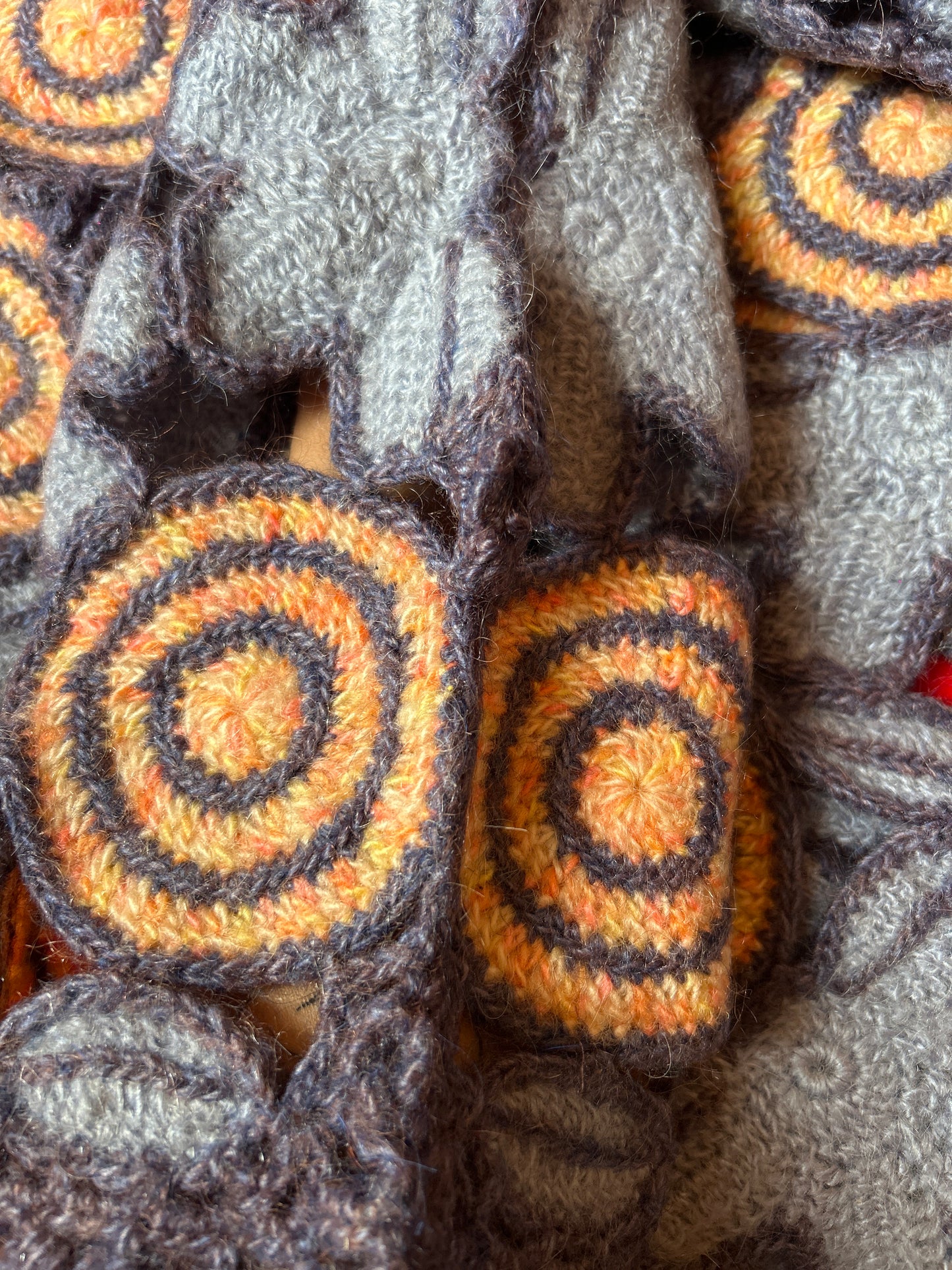 Vintage Woollen Crochet Patch Work Pullover