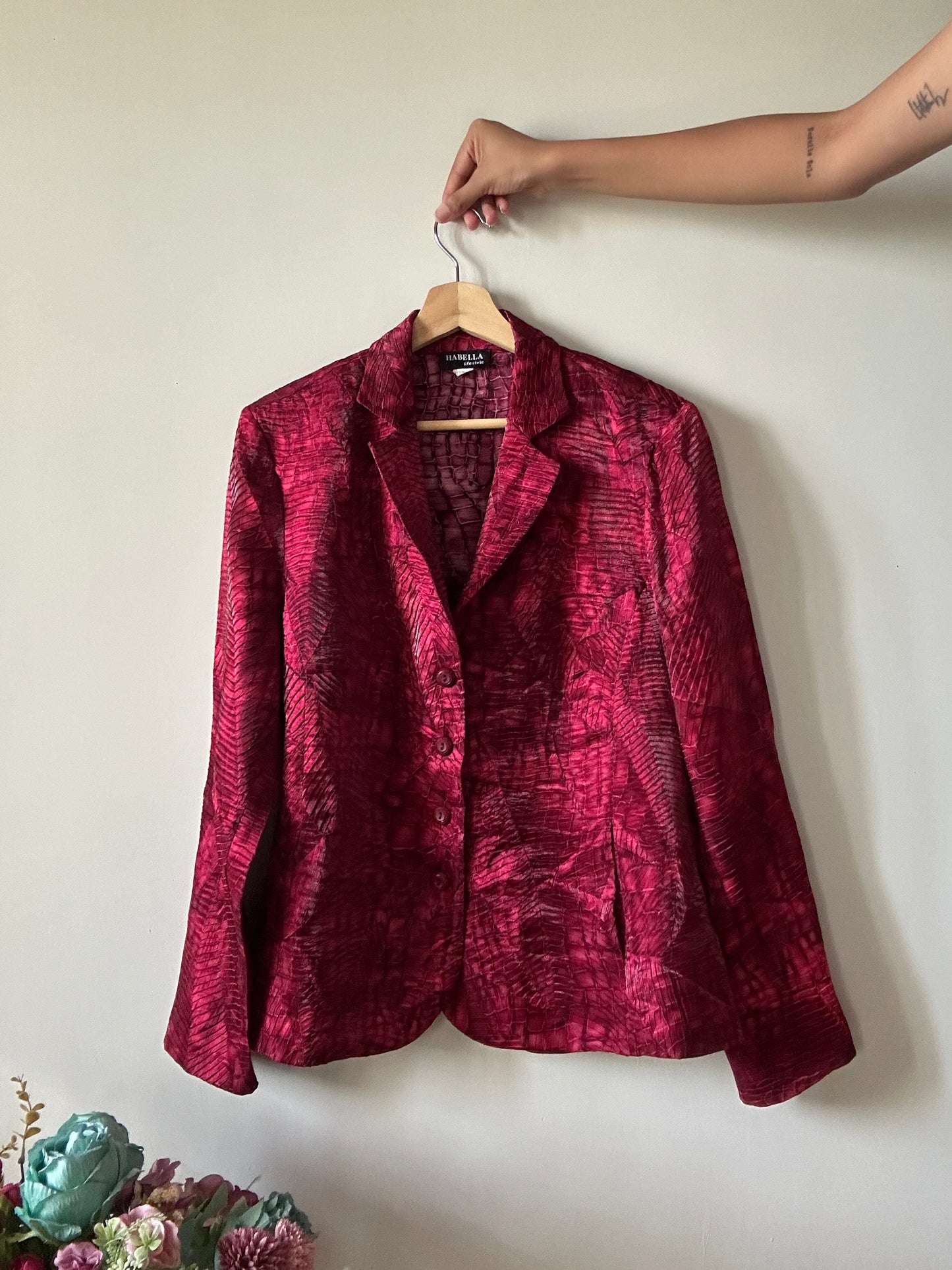 Ha Bella Vintage Textures and Printed Blazer