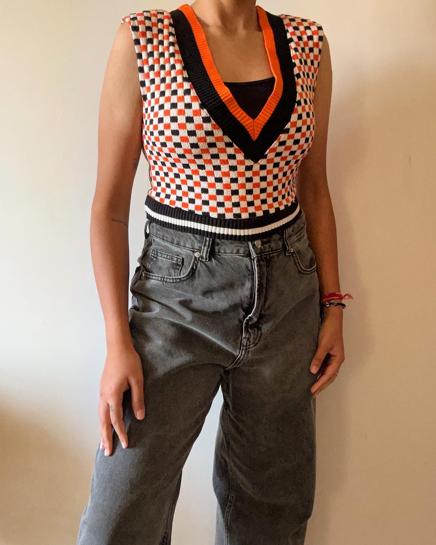 Zara Checked Sweater Vest