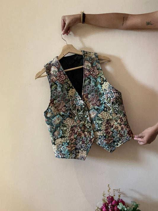 Vintage Floral Jacquard Vest