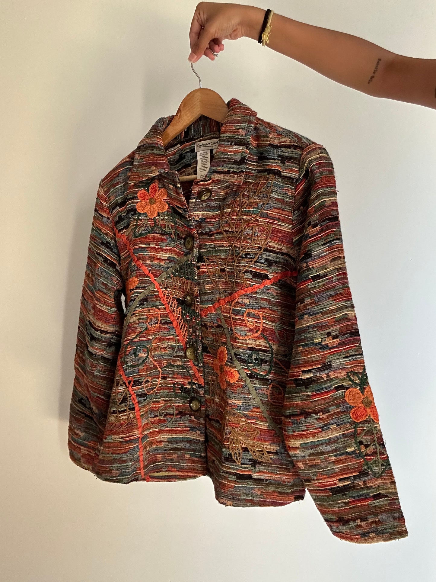 Coldwater Creek Vintage Weave and Embroidered Shaket