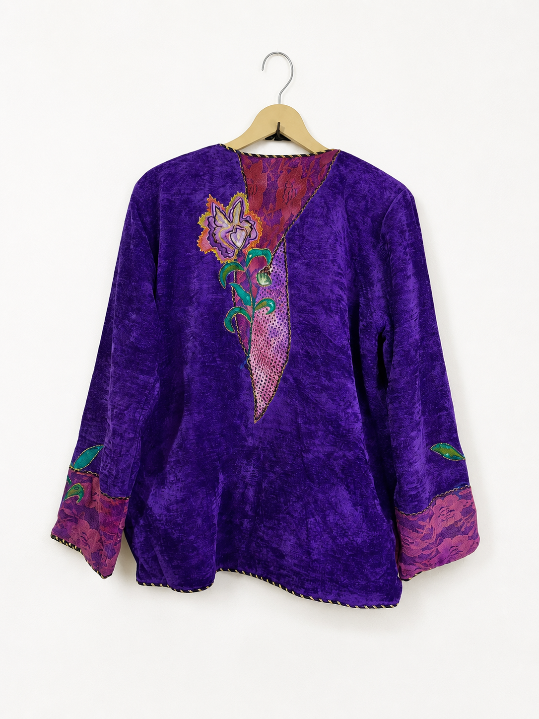 Vintage Indigo Moon Violet Velvet Embroidered Jacket