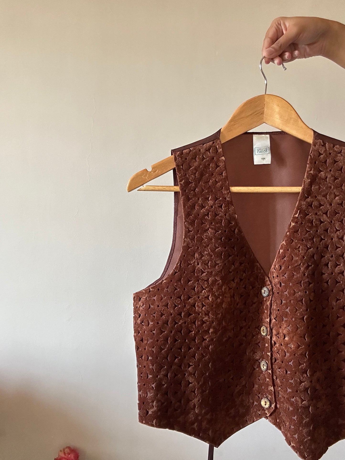 Vintage Young Canda Floral Cutout Vest