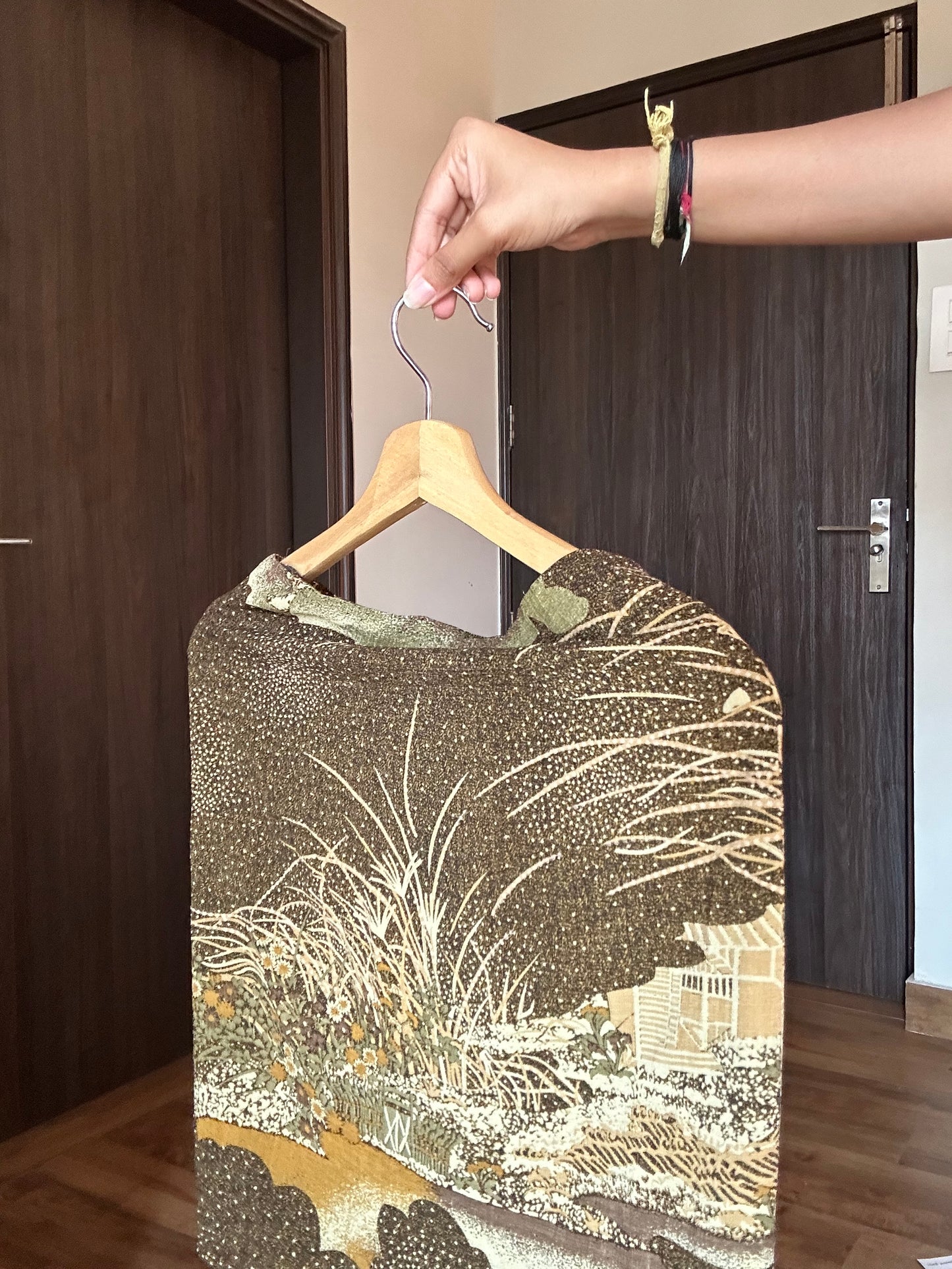 Vintage Chiffon Abstract Print Skirt With Back Zipper and Small Waist Pocket