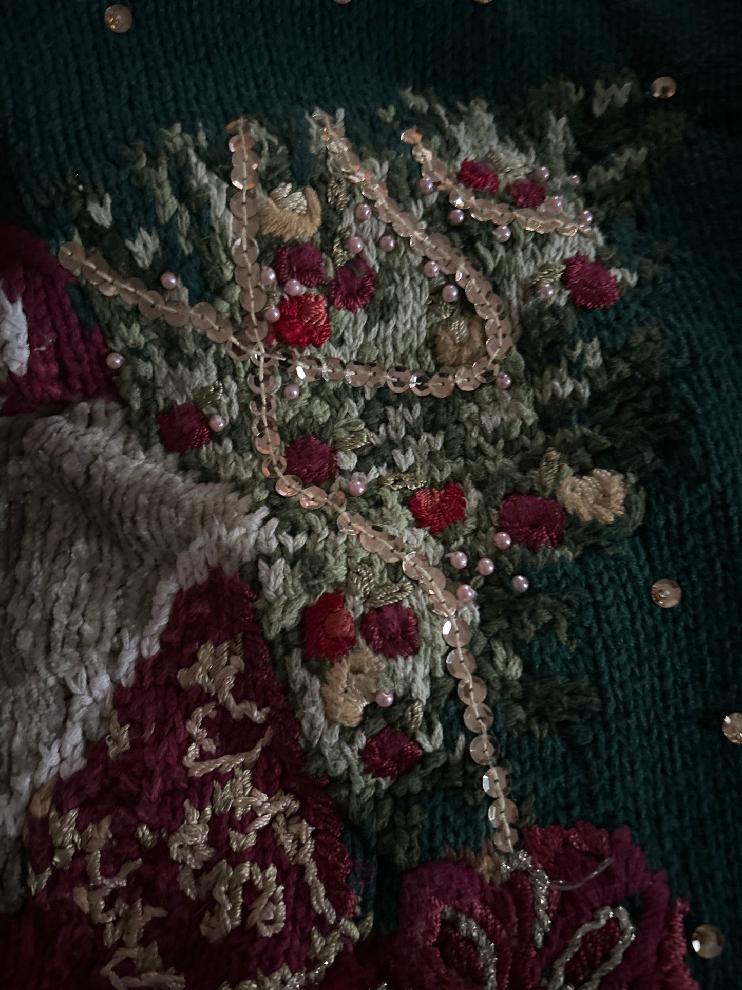 Tiara Vintage Santa Beaded and Embroidered Pullover