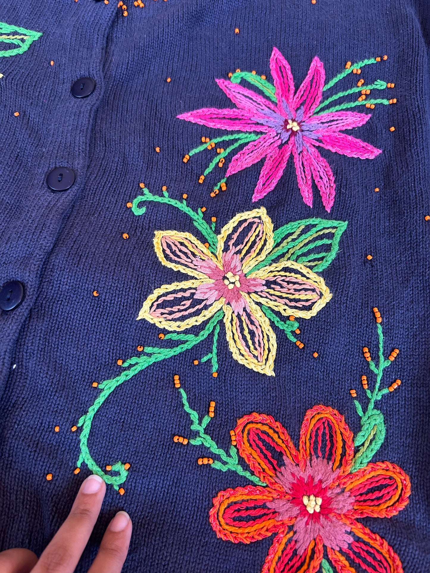 Antarctica Vintage Knit Cardigan With Embroidery and Beading