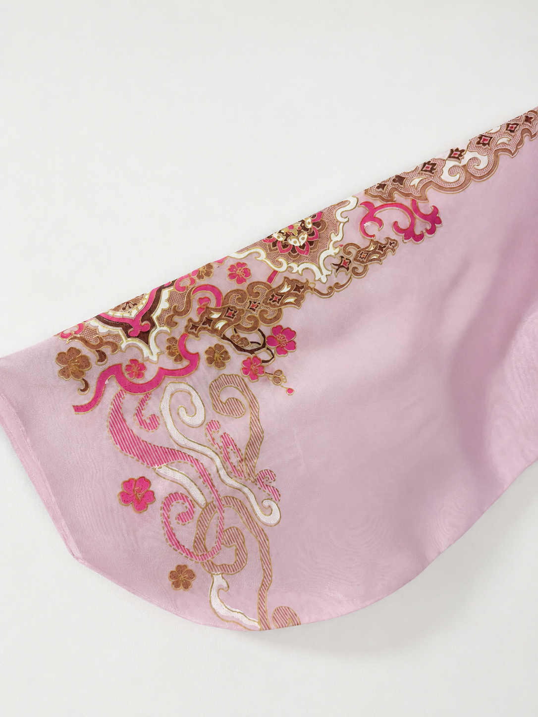Blush Pink Korean-Inspired Embroidered Silk Wrap Top
