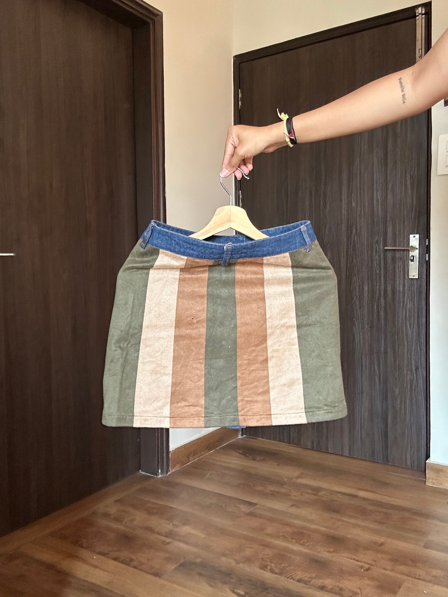 Vintage Aiki Keylook Suede Denim Skirt