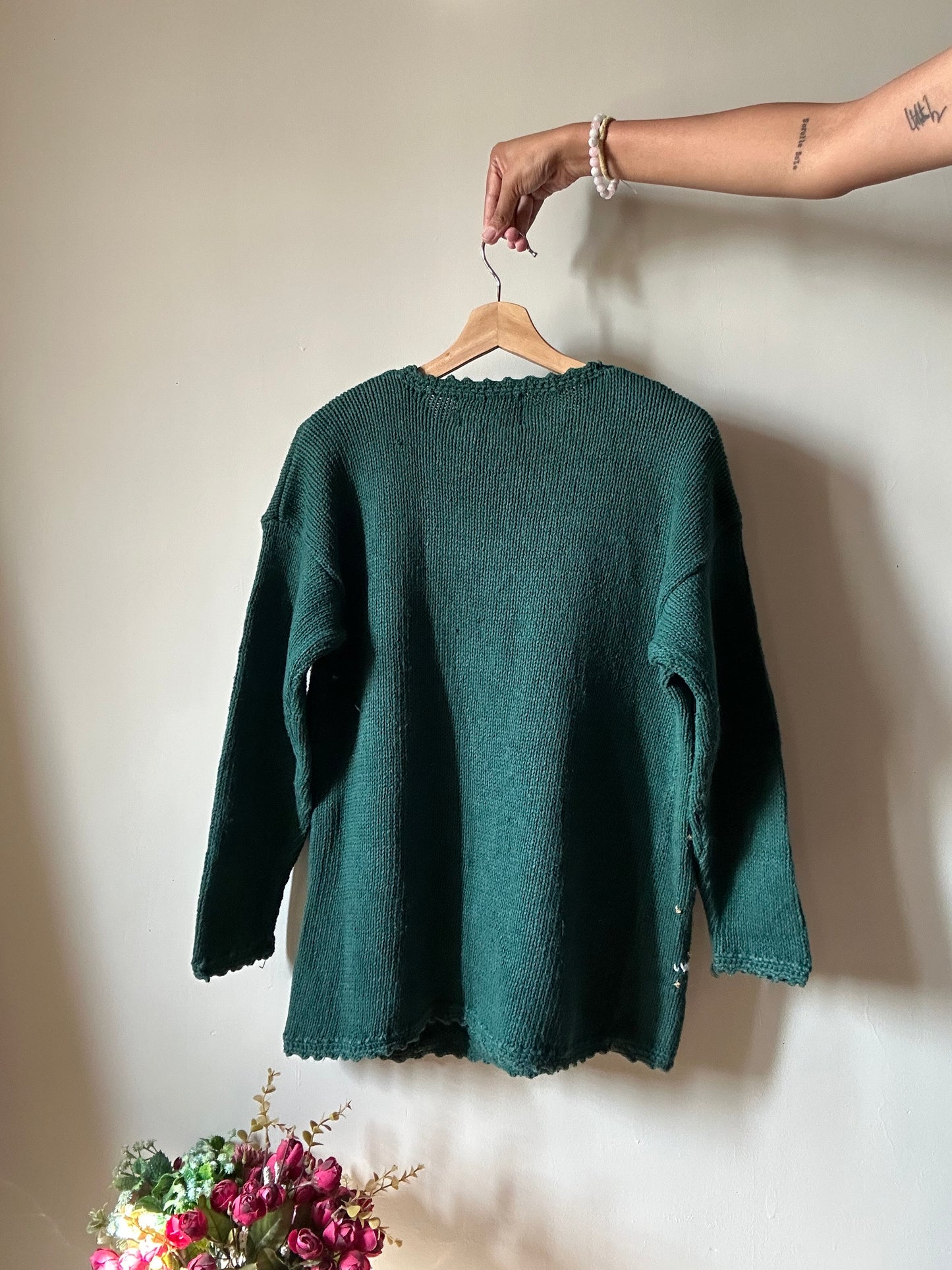 Tiara Vintage Santa Beaded and Embroidered Pullover